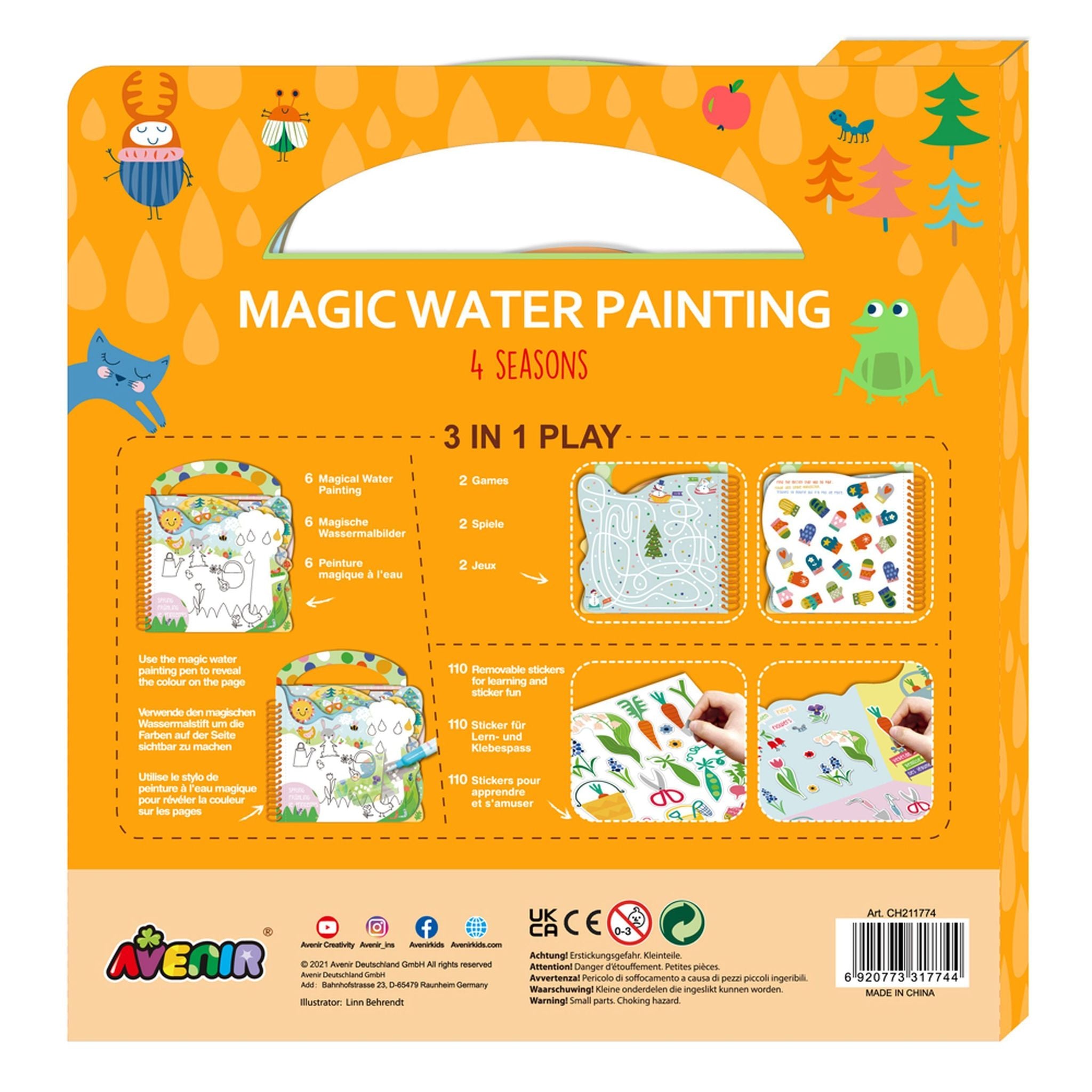 Avenir's Magical 4 Seasons Water Painting Activity Book - Ideal for Kids Aged 3+