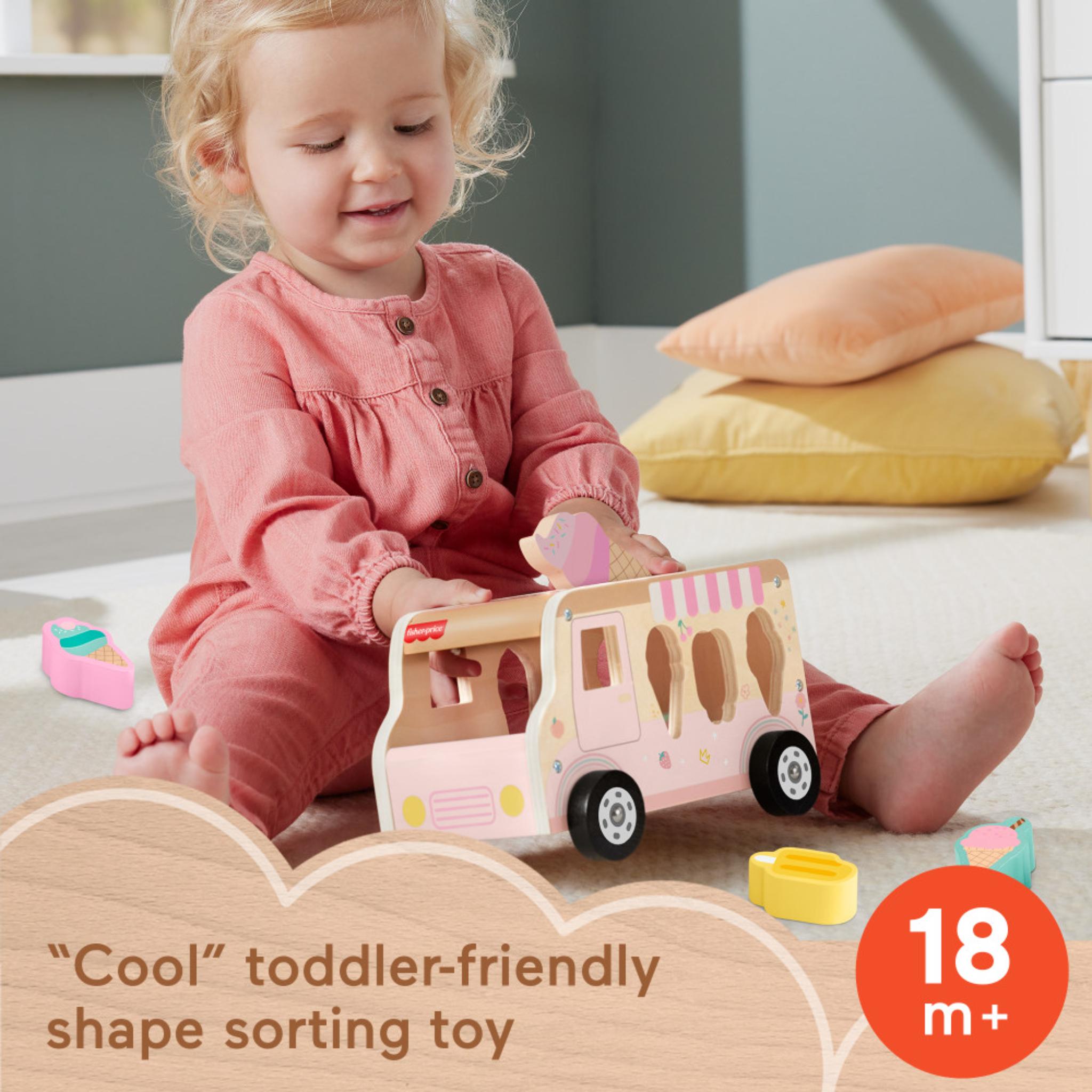 Hot Sale! Fisher-Price Wooden Ice Cream Shape Sorter Toy for Toddlers