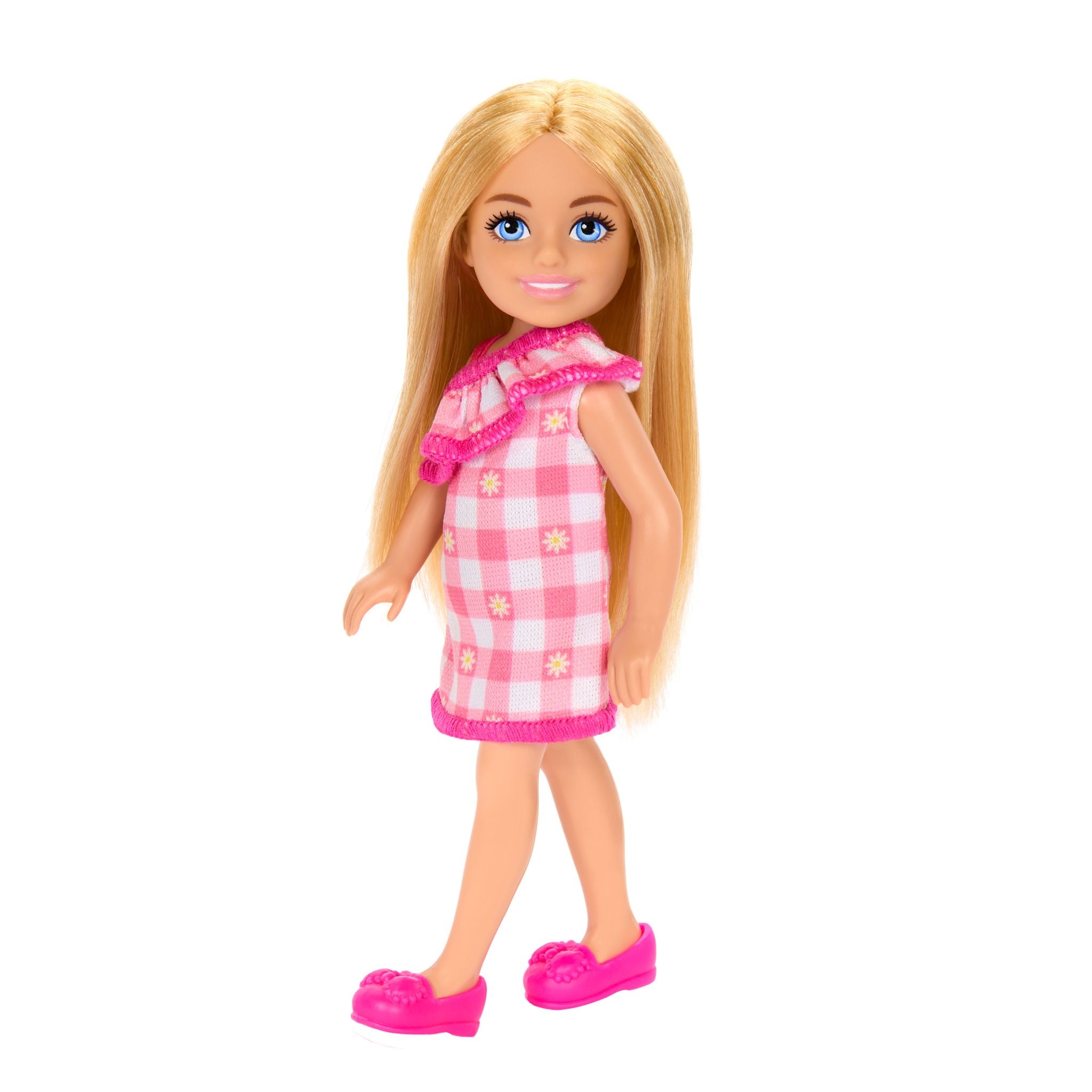 Adorable Barbie Club Chelsea Doll in Gingham Fashion Dress