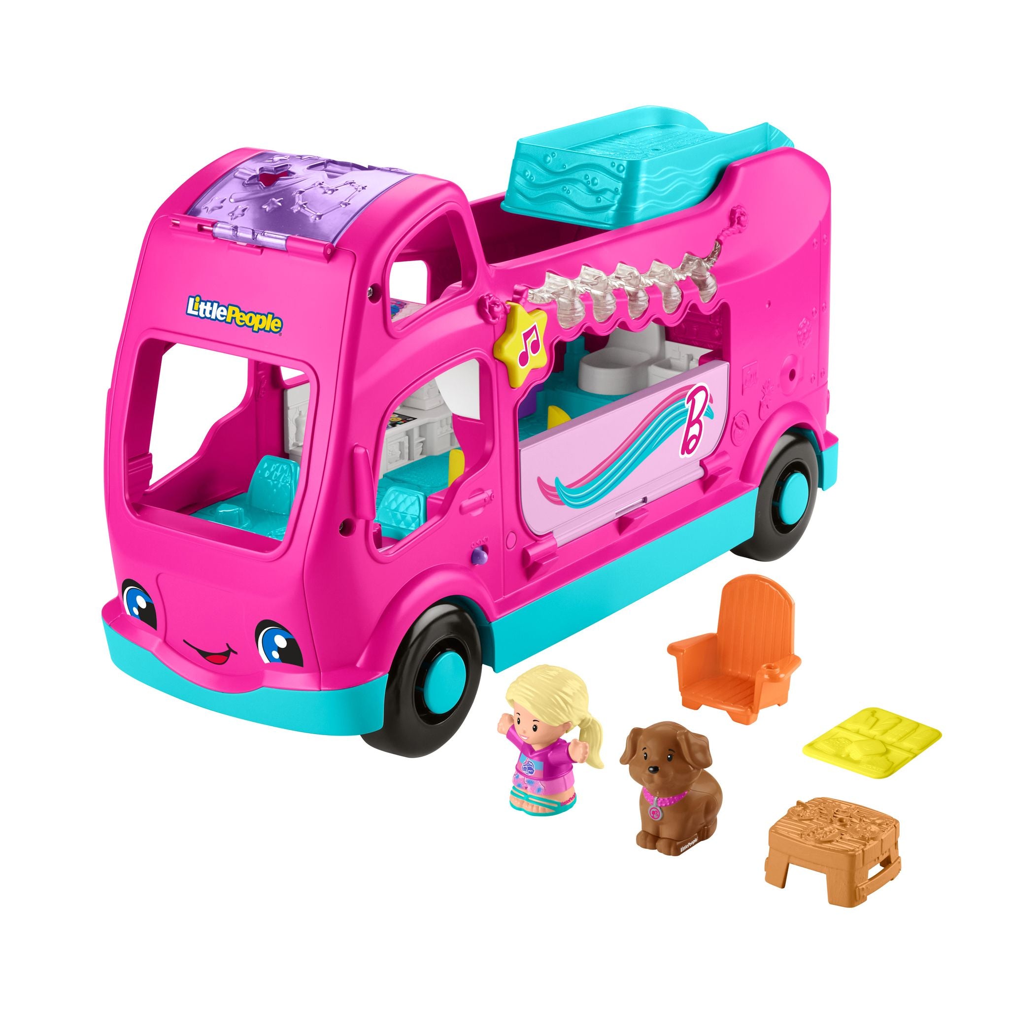 Fisher-Price Little People's Adorable Barbie Little Dream Push - Along Camper Playset