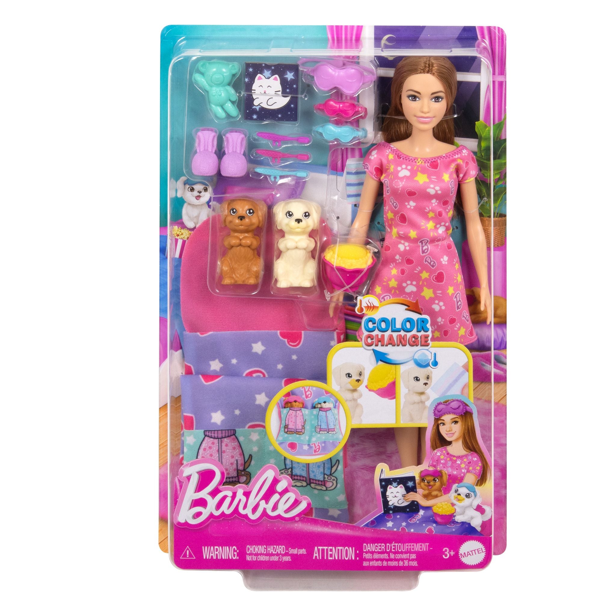 Barbie Puppy Slumber Party Set with Color - Changing Puppies and Accessories