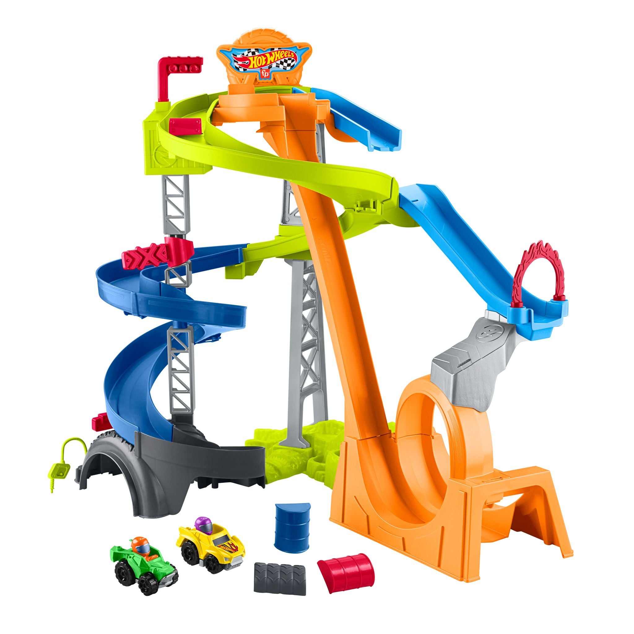 Fisher-Price Little People's Hot Wheels Spiral Stunt Speedway - Ideal for Toddler Racing Fun
