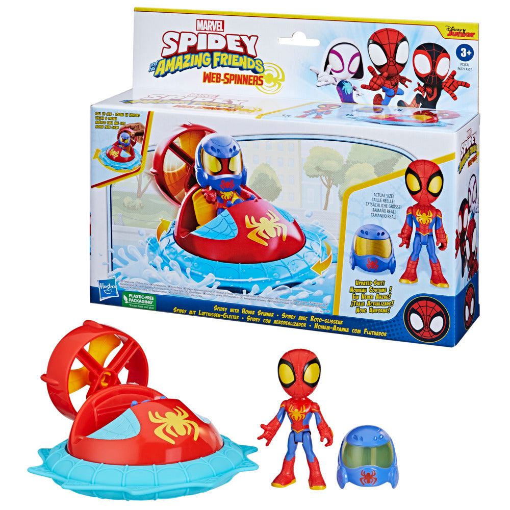 Hot Sale! Marvel Spidey And His Amazing Friends Web - Spinners Spidey with Hover Spin Toy Set