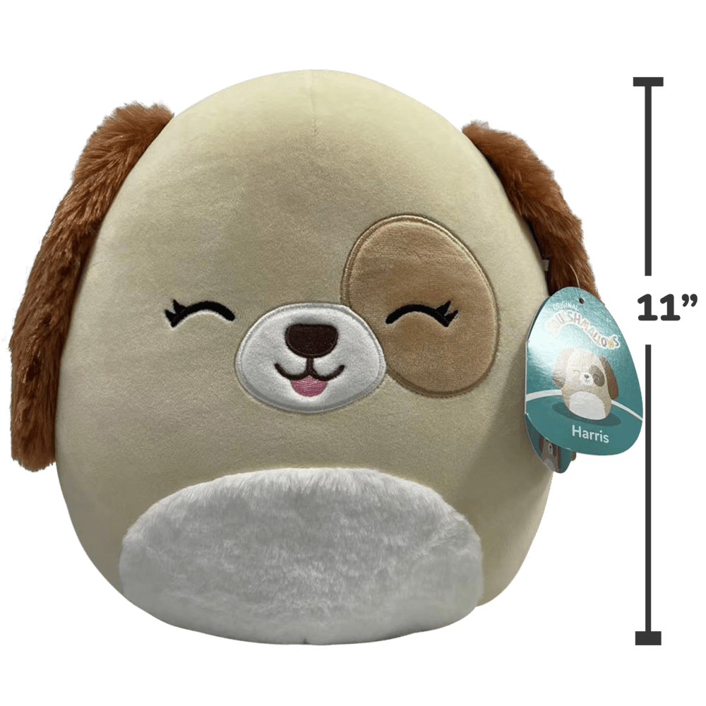 11-Inch Squishmallows Harris Spotted Dog Plush - Adorable and Huggable!