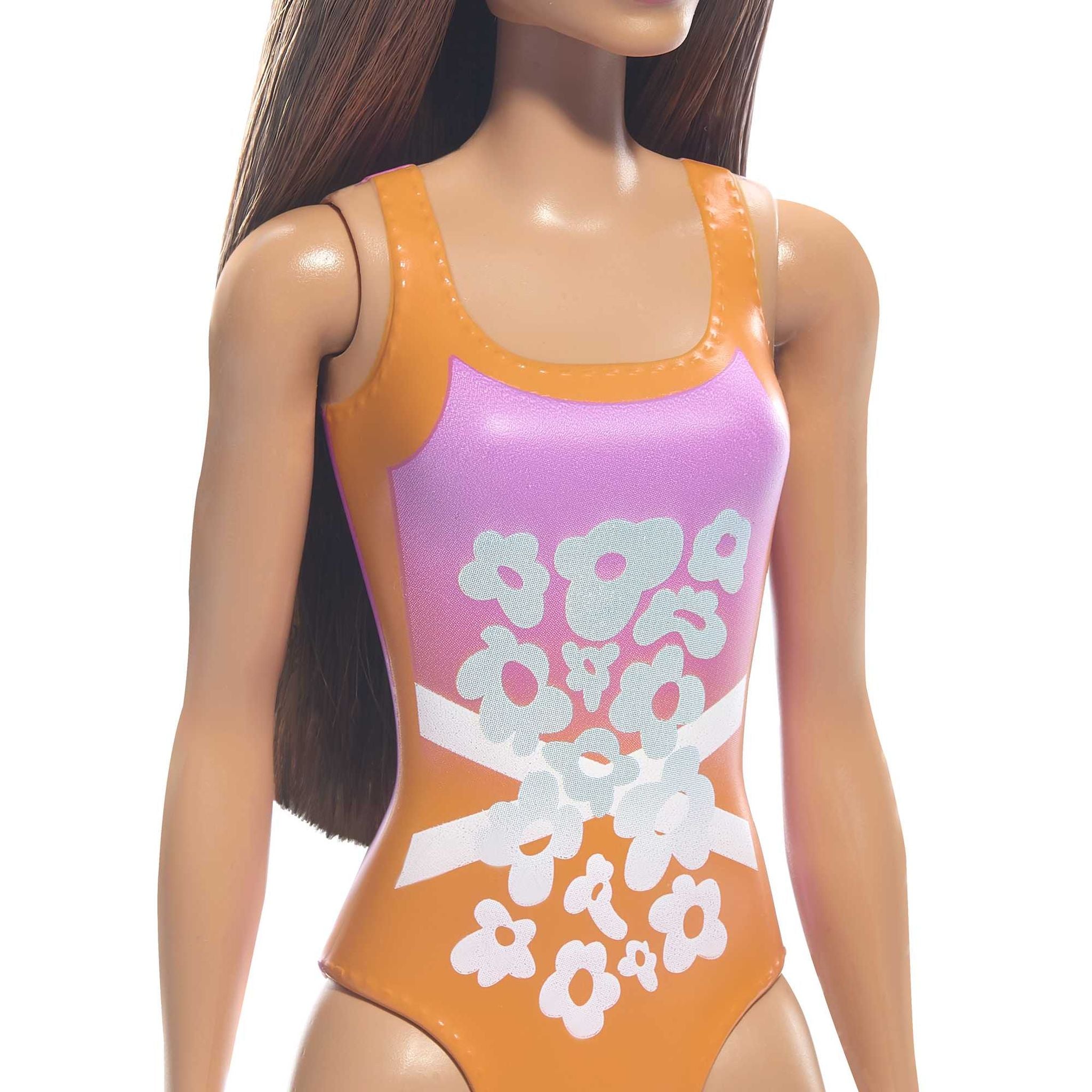 Barbie Doll in Stylish Orange Beach Swimsuit for Kids