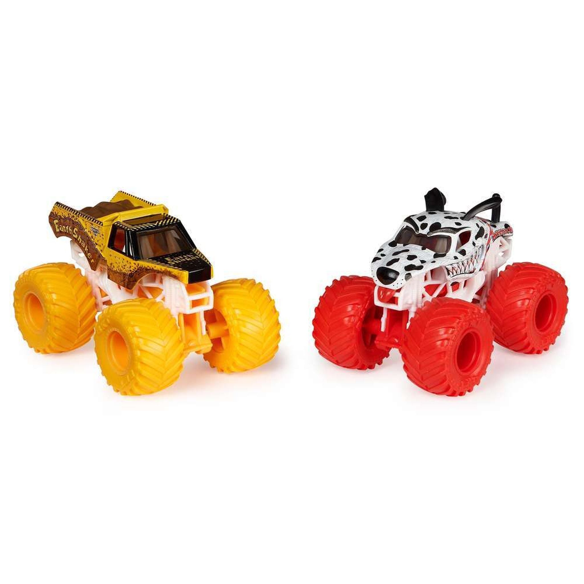 1:64 Scale 2-Pack Monster Jam: Monster Mutt Dalmatian vs Earth Shaker