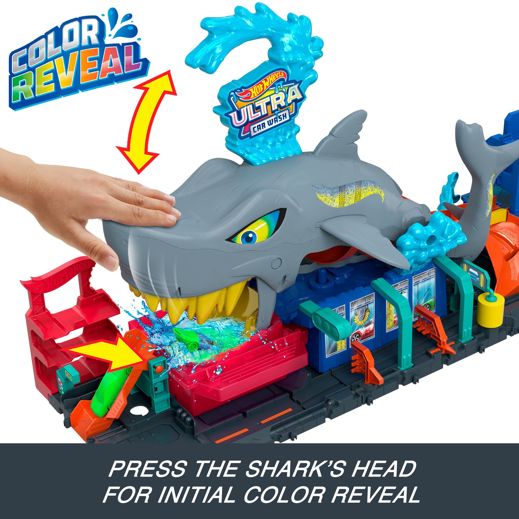 Hot Wheels Ultra Shark-themed Color-changing Car Wash Playset