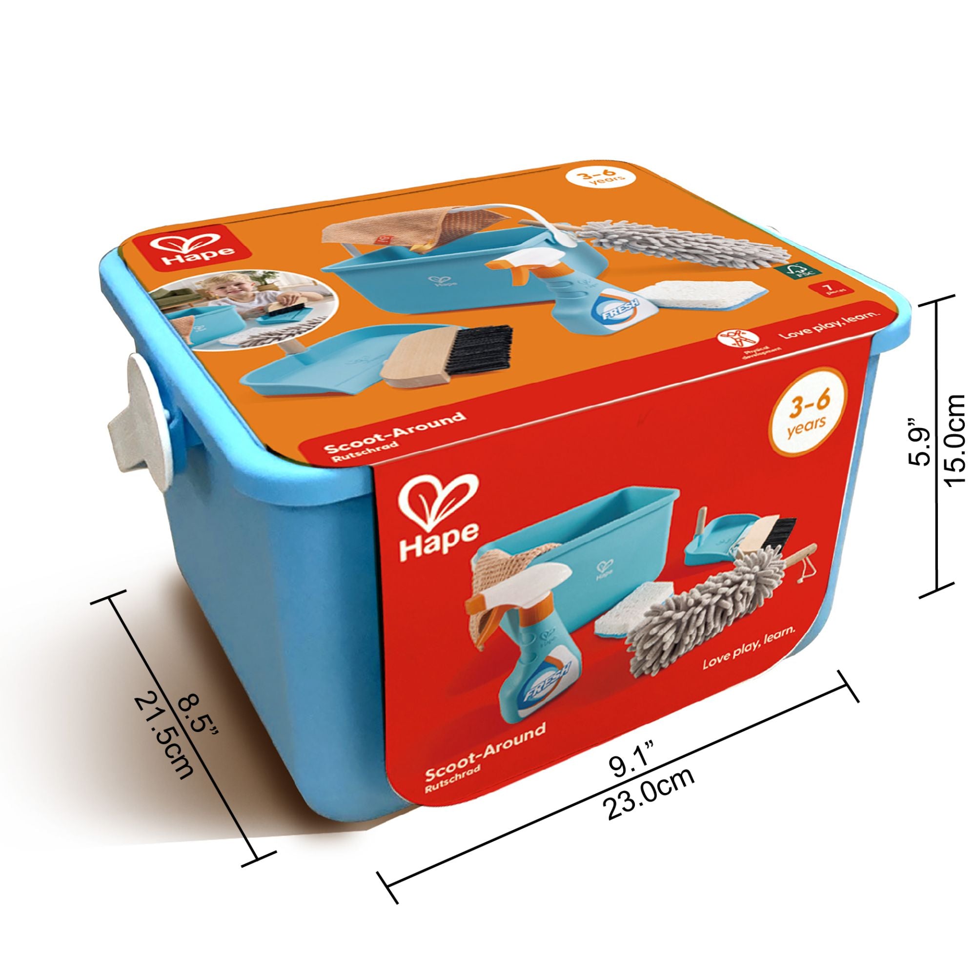 Hape Durable and Adorable Bucket Cleaning Play Set for 3+ Year - Olds