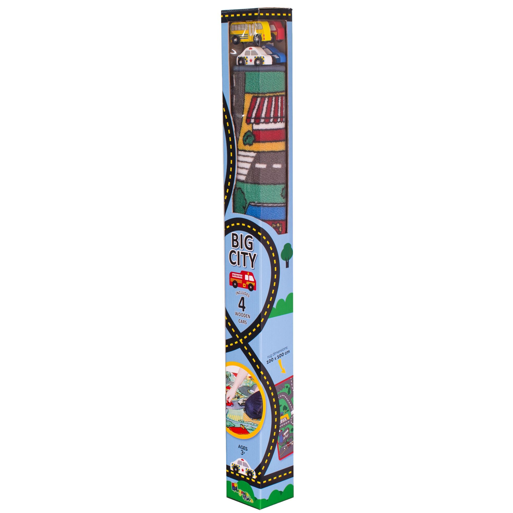 Big City Play Zone Mats 133X100cm - Fun Playmat with 4 Bonus Cars