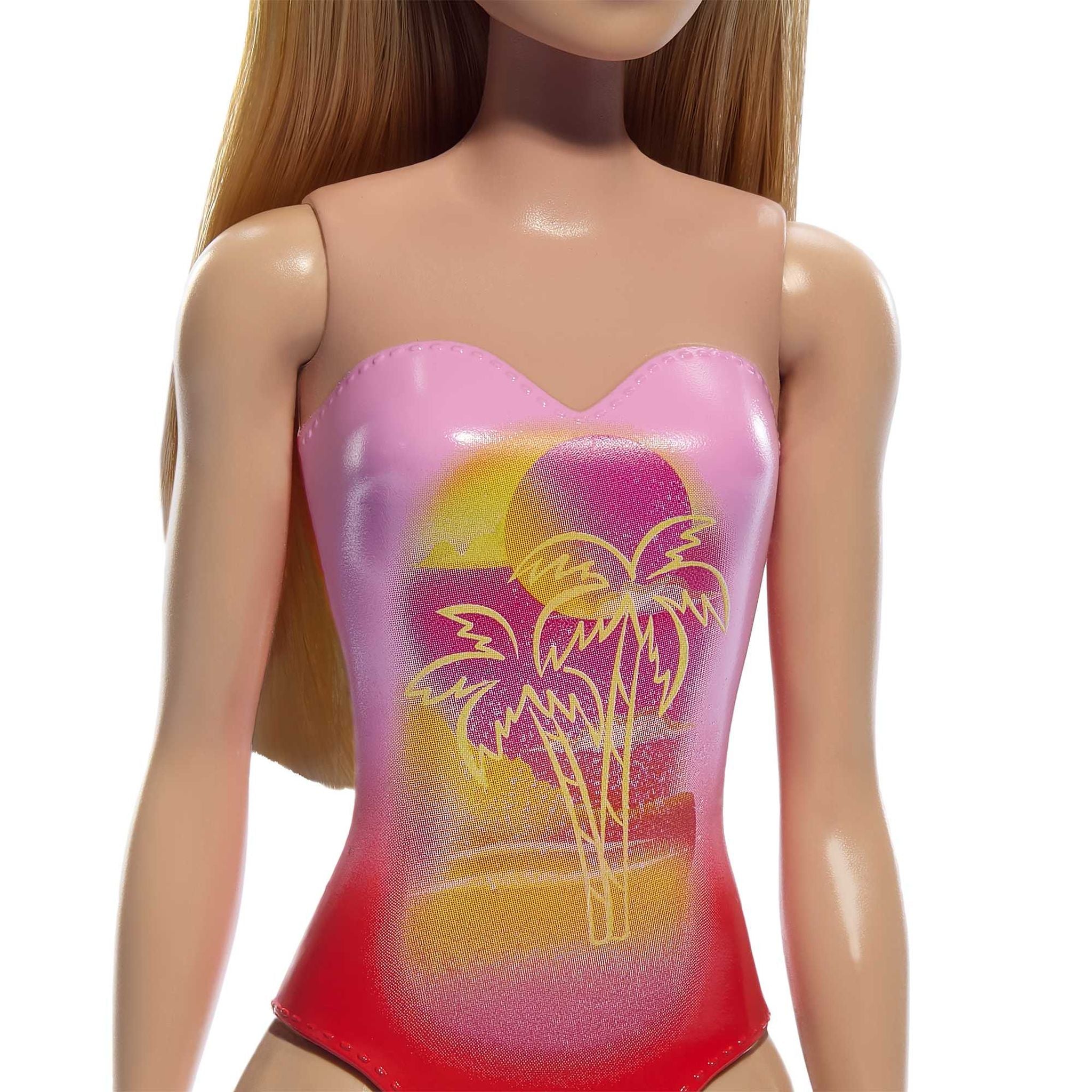 Hot Sale! Barbie Beach Doll in Stylish Pink Pattern Swimsuit for Kids