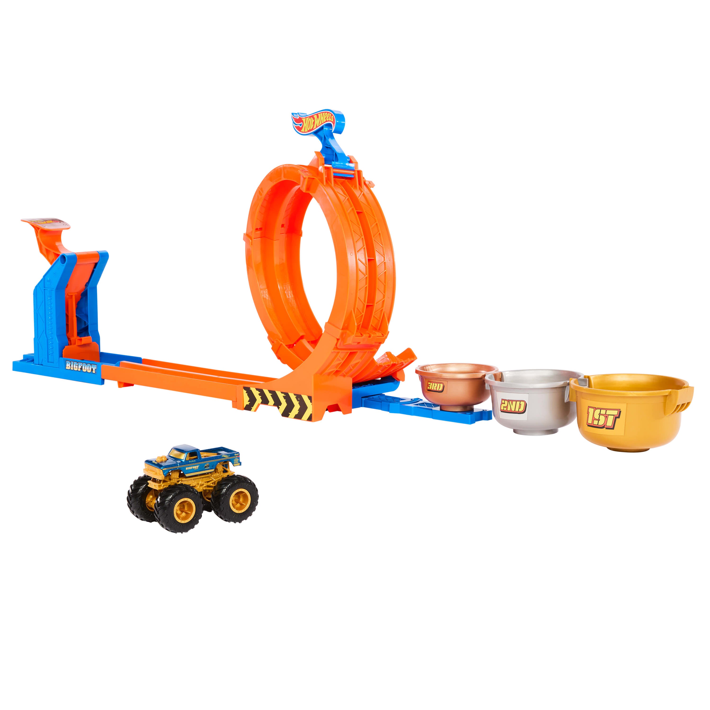 Hot Wheels 50th Anniversary Monster Trucks Loop-And-Flip Trophy Challenge Playset