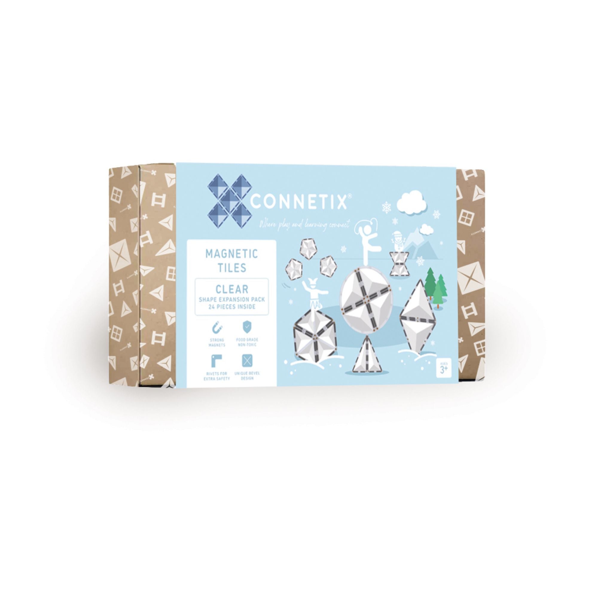 Hot Deal! CONNETIX 24-Piece Clear Magnetic Tile Shape Expansion Pack for STEAM Learning