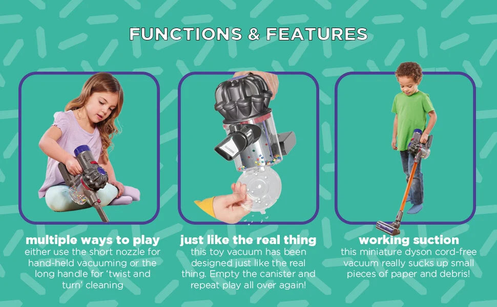 Hot Sale! Dyson-inspired Cordless Toy Vacuum for Kids Aged 3+