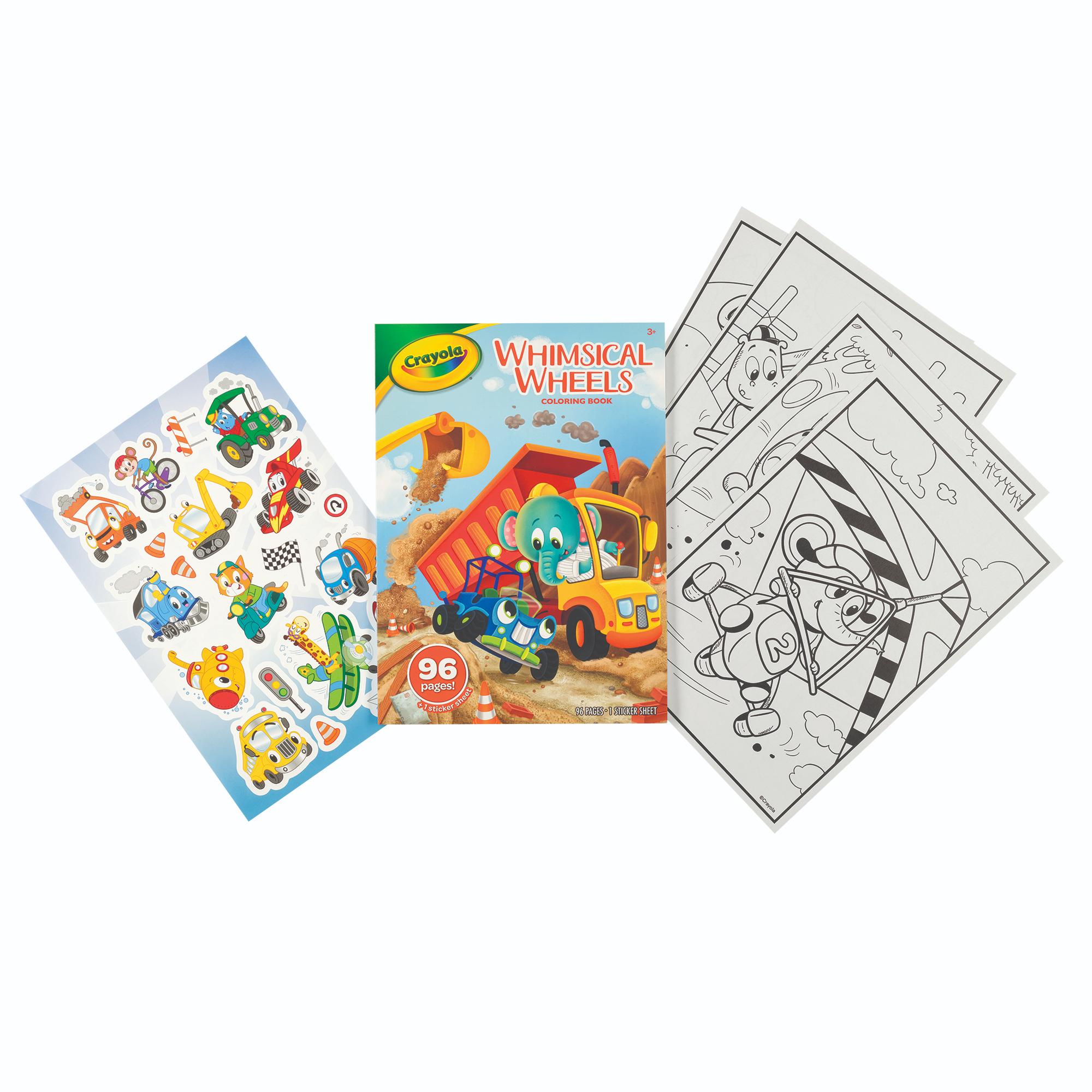 Crayola 96 - Page Whimsical Vehicle Colouring Book with Stickers