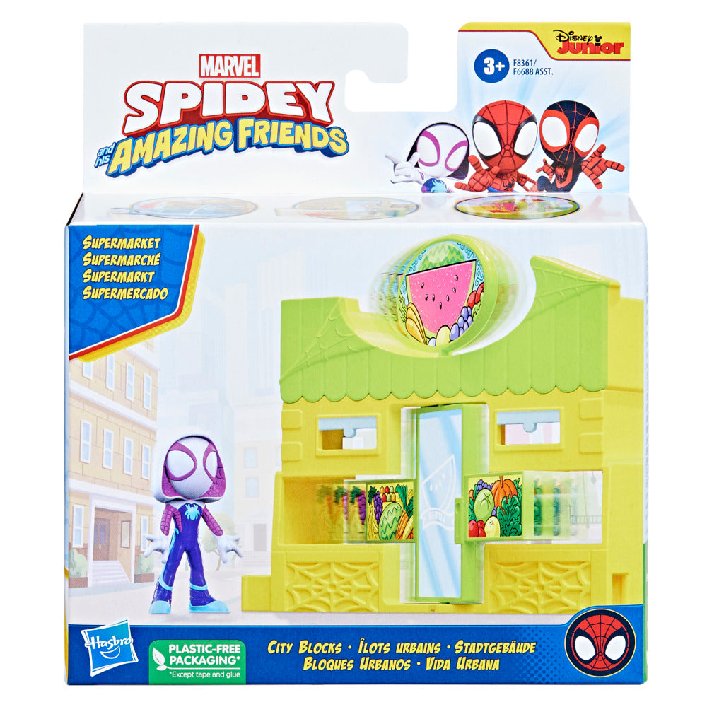 Marvel Spidey And His Amazing Friends Supermarket City Blocks Playset for Kids