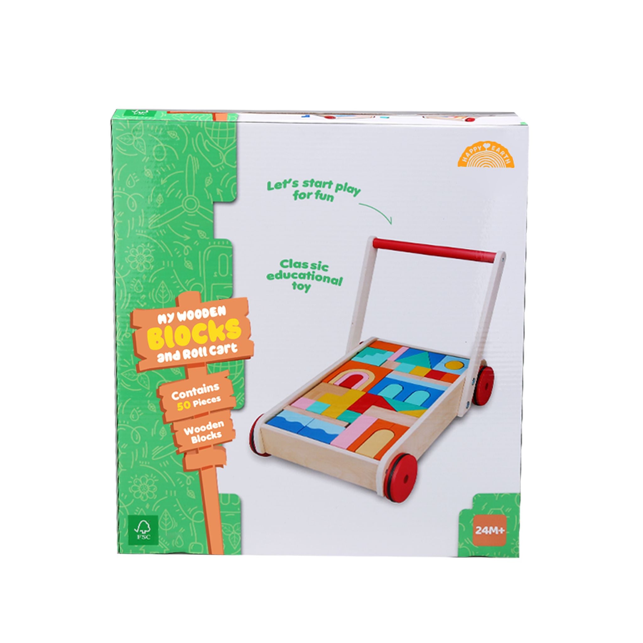 Hot! Wooden Blocks with Roll Cart for Kids