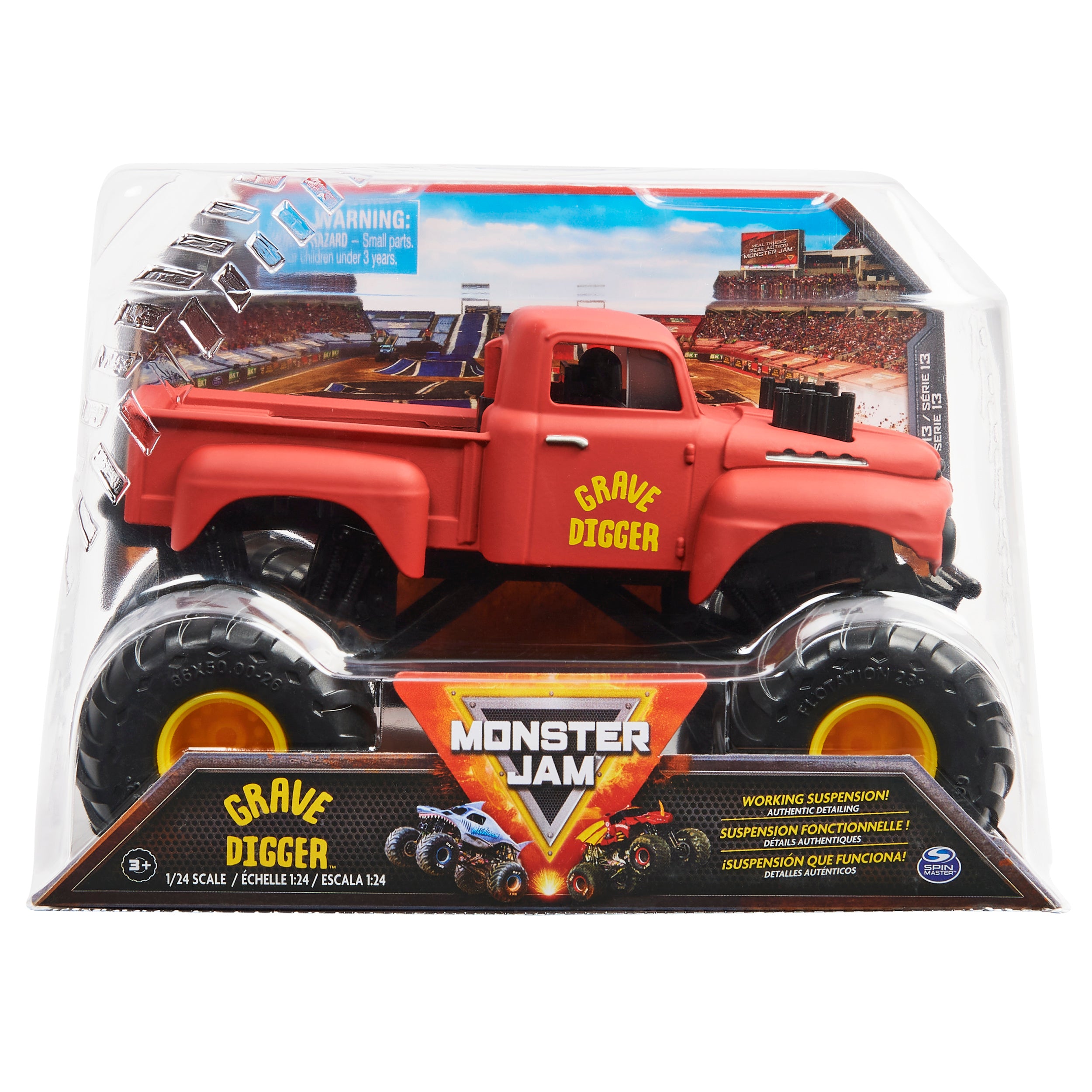 1:24 Scale Monster Jam Series 13 Red Primer Grave Digger Die - Cast Monster Truck