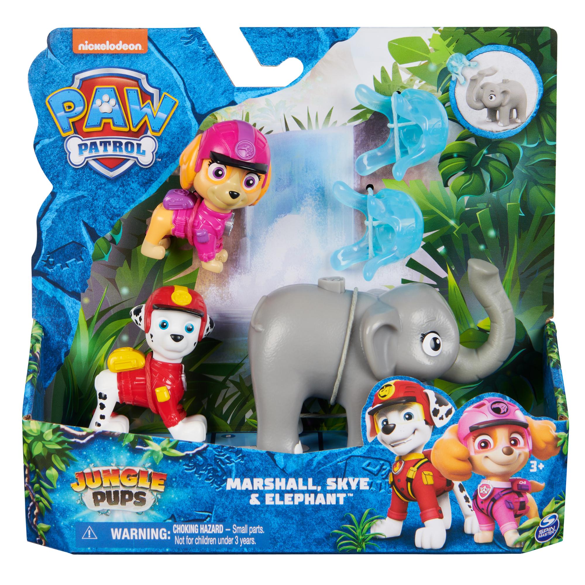 Hot! PAW Patrol Jungle Hero Pups Figure Set - Marshall, Skye & Elephant