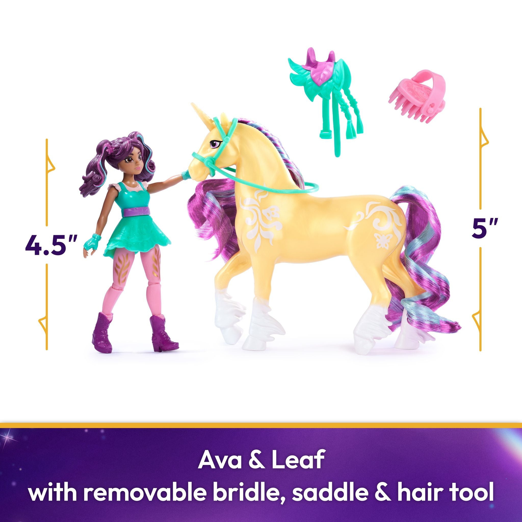 Magical Unicorn Academy - Poseable Ava & Leaf Doll Set for Girls
