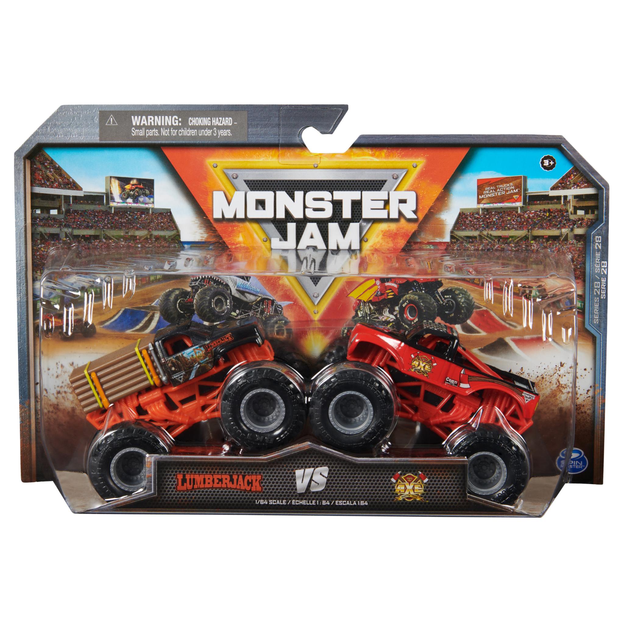 Hot Deal: 1:64 Scale Monster Jam 2 - Pack Featuring Lumberjack vs Axe Die - Cast Toy Trucks