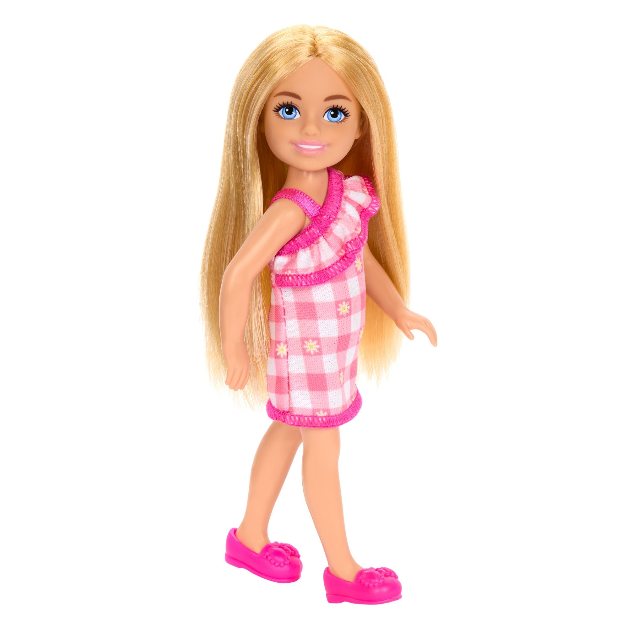Adorable Barbie Club Chelsea Doll in Gingham Fashion Dress