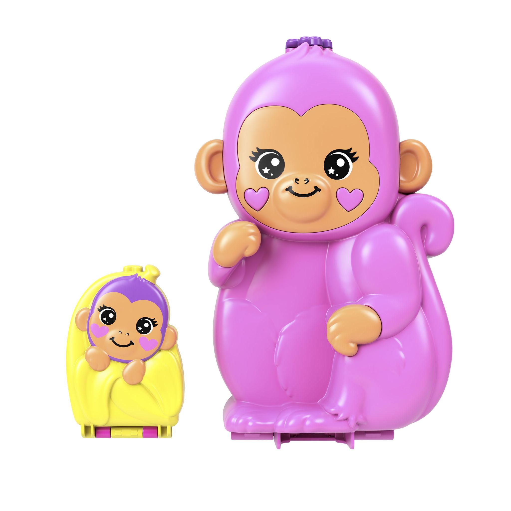 Hot Sale! Polly Pocket Wearable Compact Set with Momma Monkey & Baby Dolls