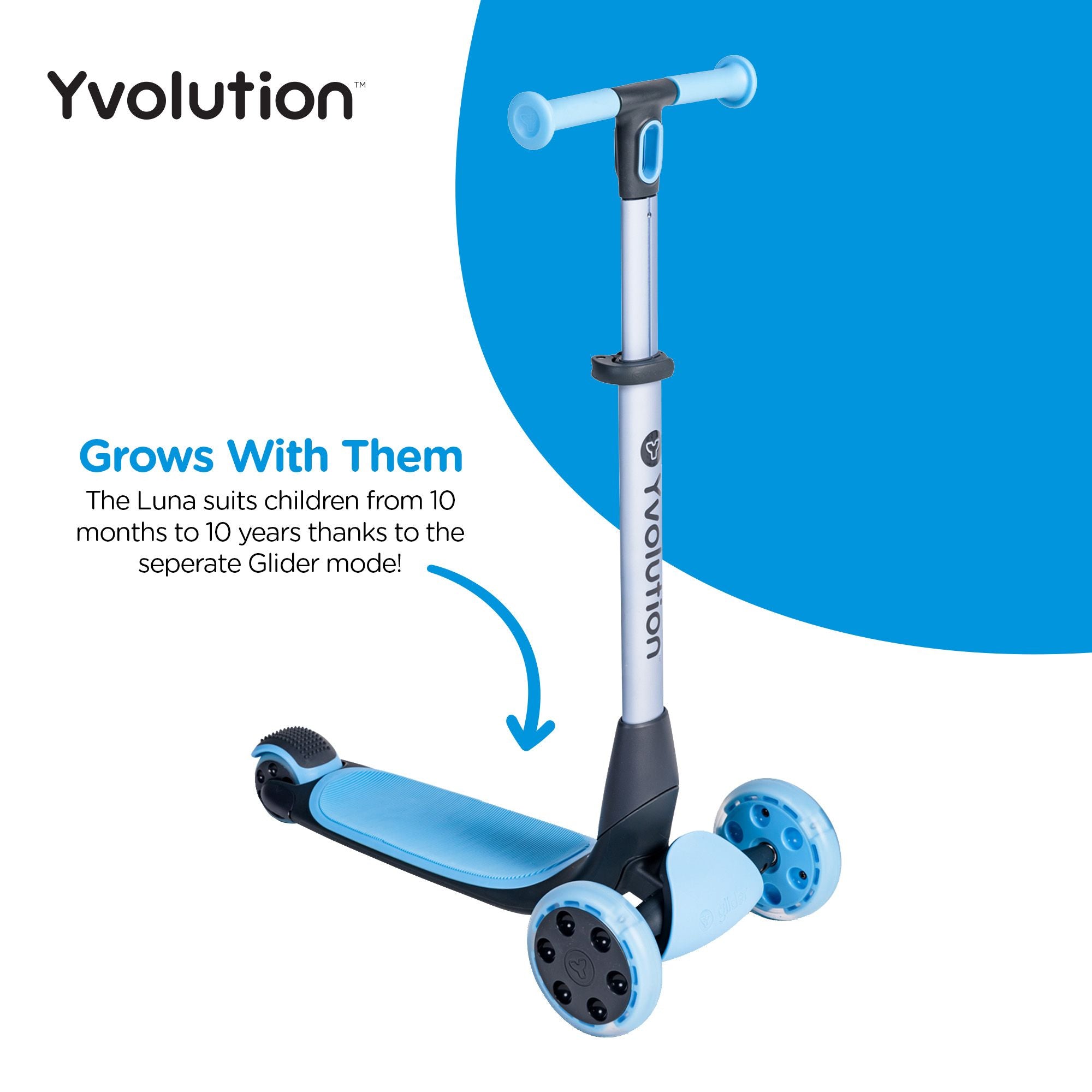 Yvolution Y Glider Luna 5 - in - 1 Kids Scooter in Blue: A Must - Have!