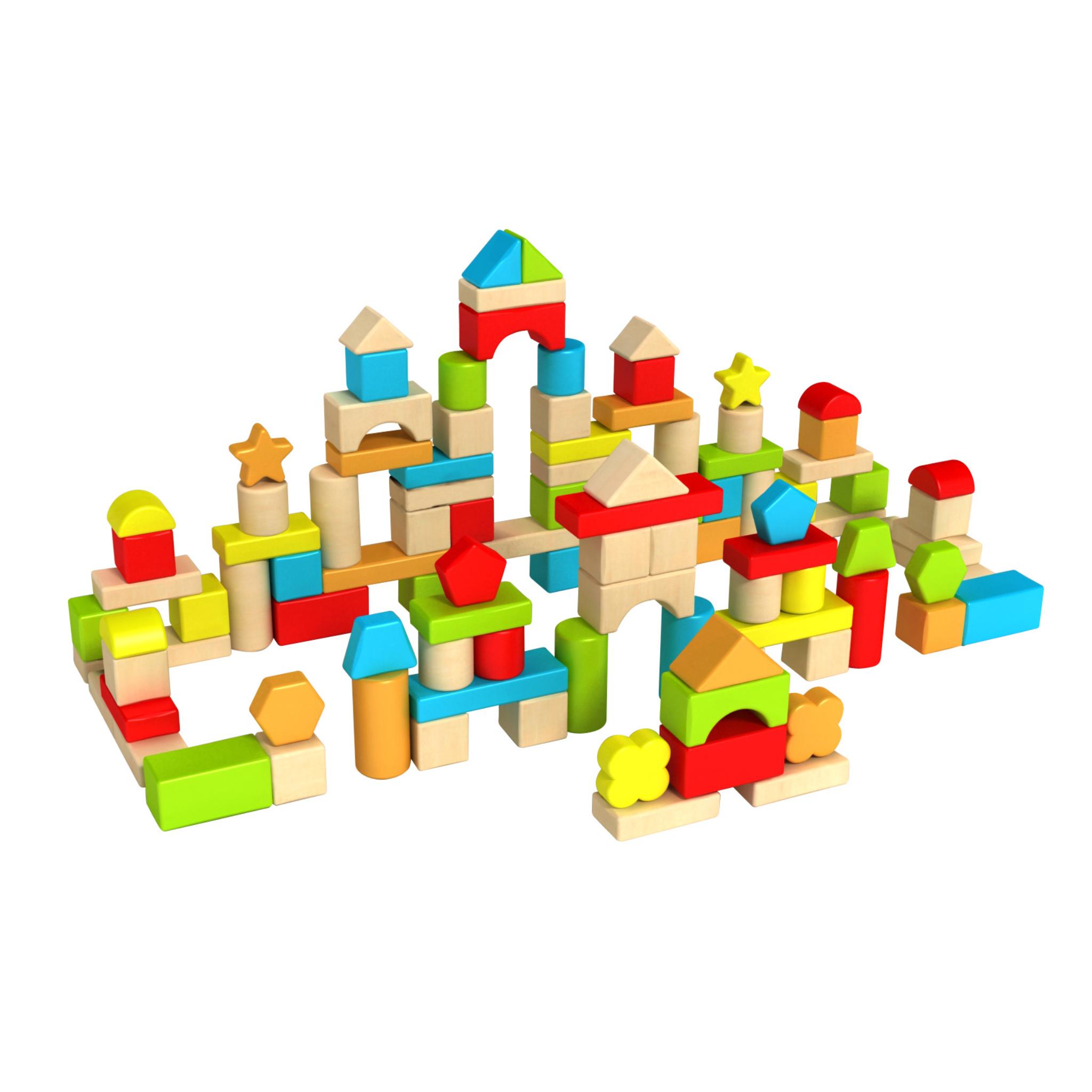 Hot Sale! Fat Brain Toys 100-Piece Set of High-Quality Beech Wood Timber Blocks for Kids