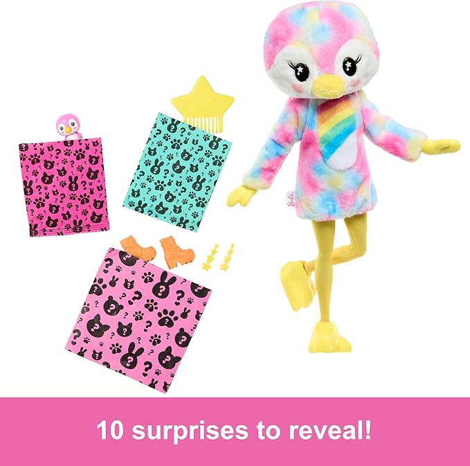 Hot! Barbie Cutie Reveal Colour Dream Series Penguin Doll with 10 Surprises