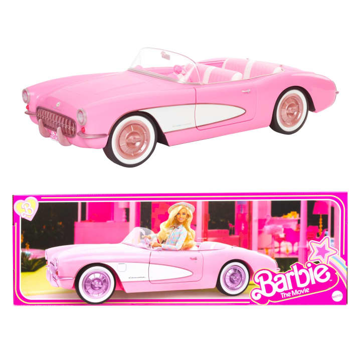Hot Sale! Collectible Barbie The Movie Pink Corvette Convertible Toy Car