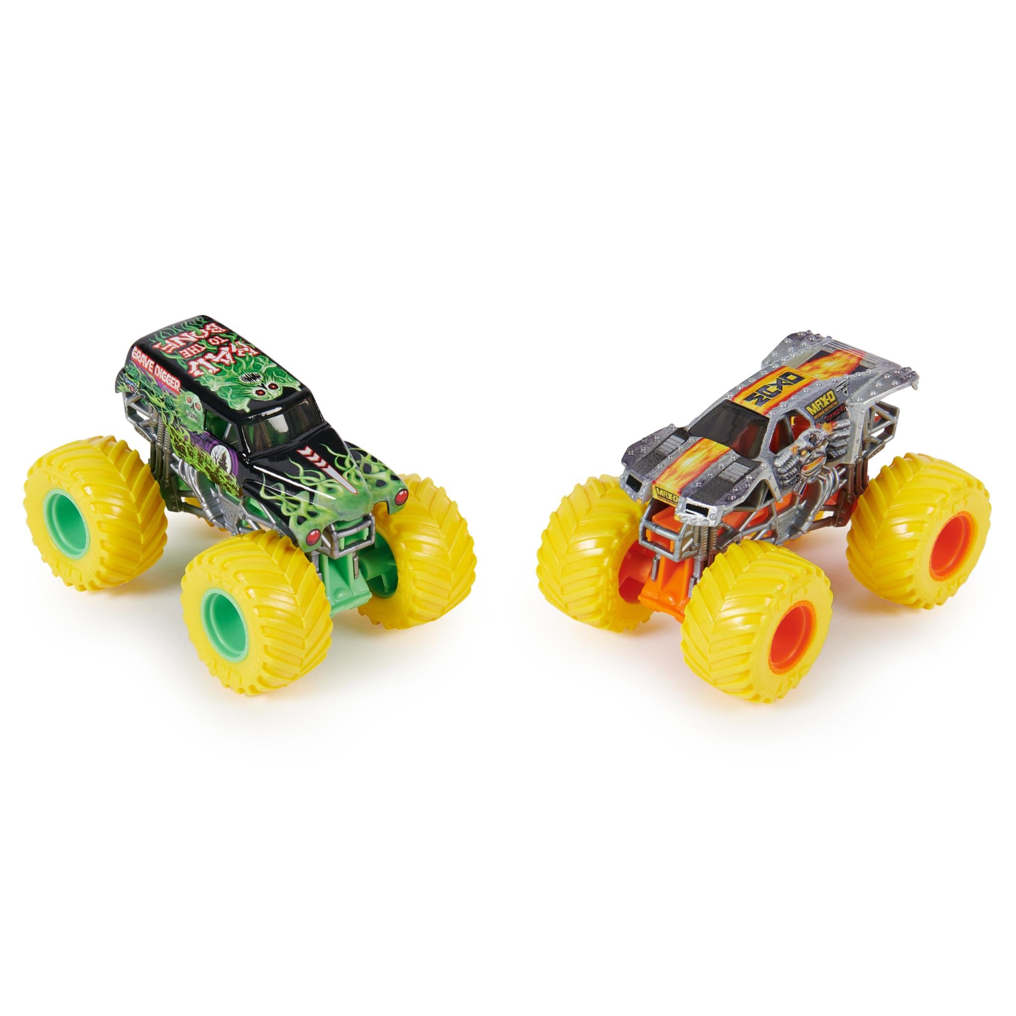 1:64 Scale 2-Pack Monster Jam Toys: Grave Digger vs Max-D Maximum Destruction