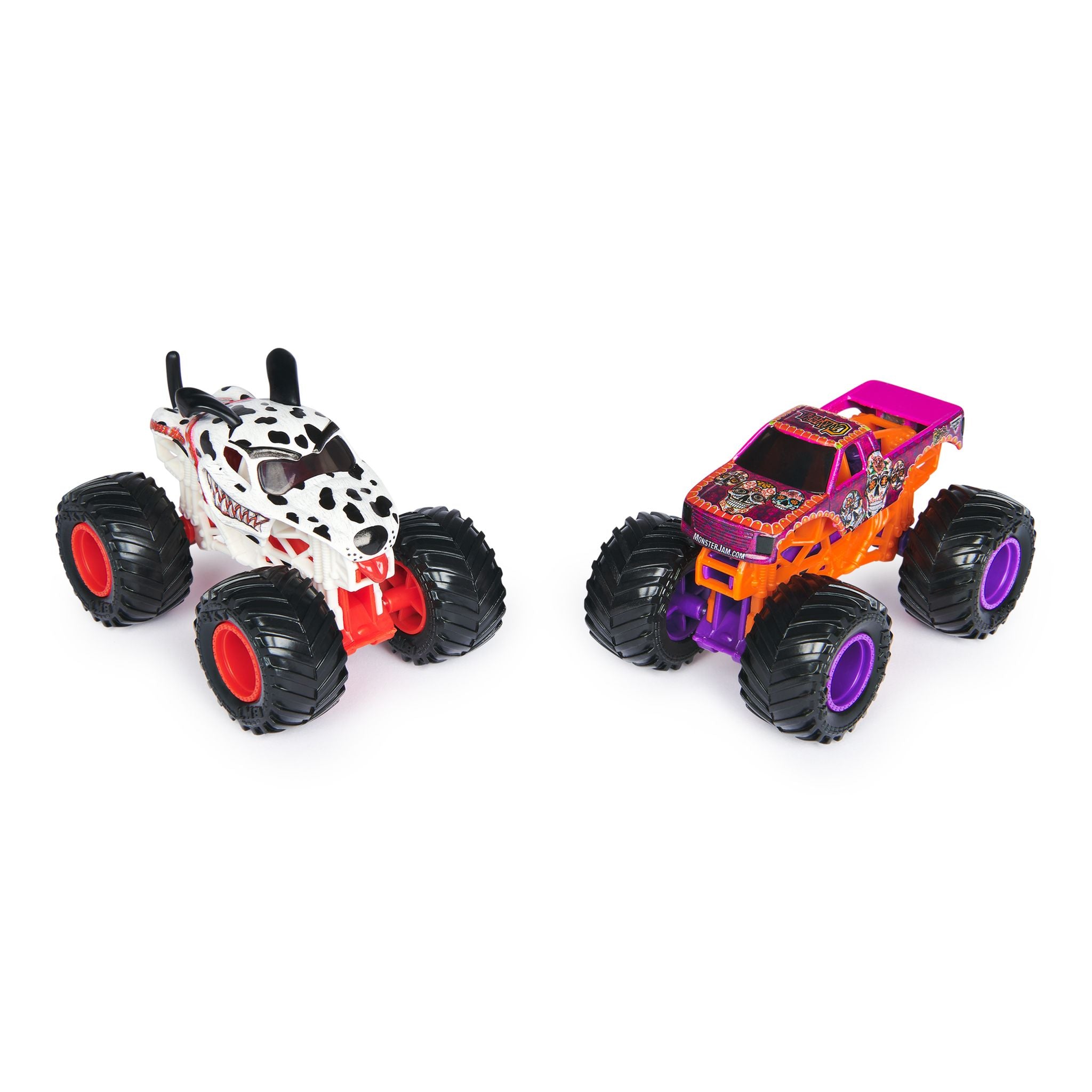 Hot Deal! Monster Jam 1:64 Scale 2-Pack - Monster Mutt Dalmatian vs Calavera Die-Cast Trucks