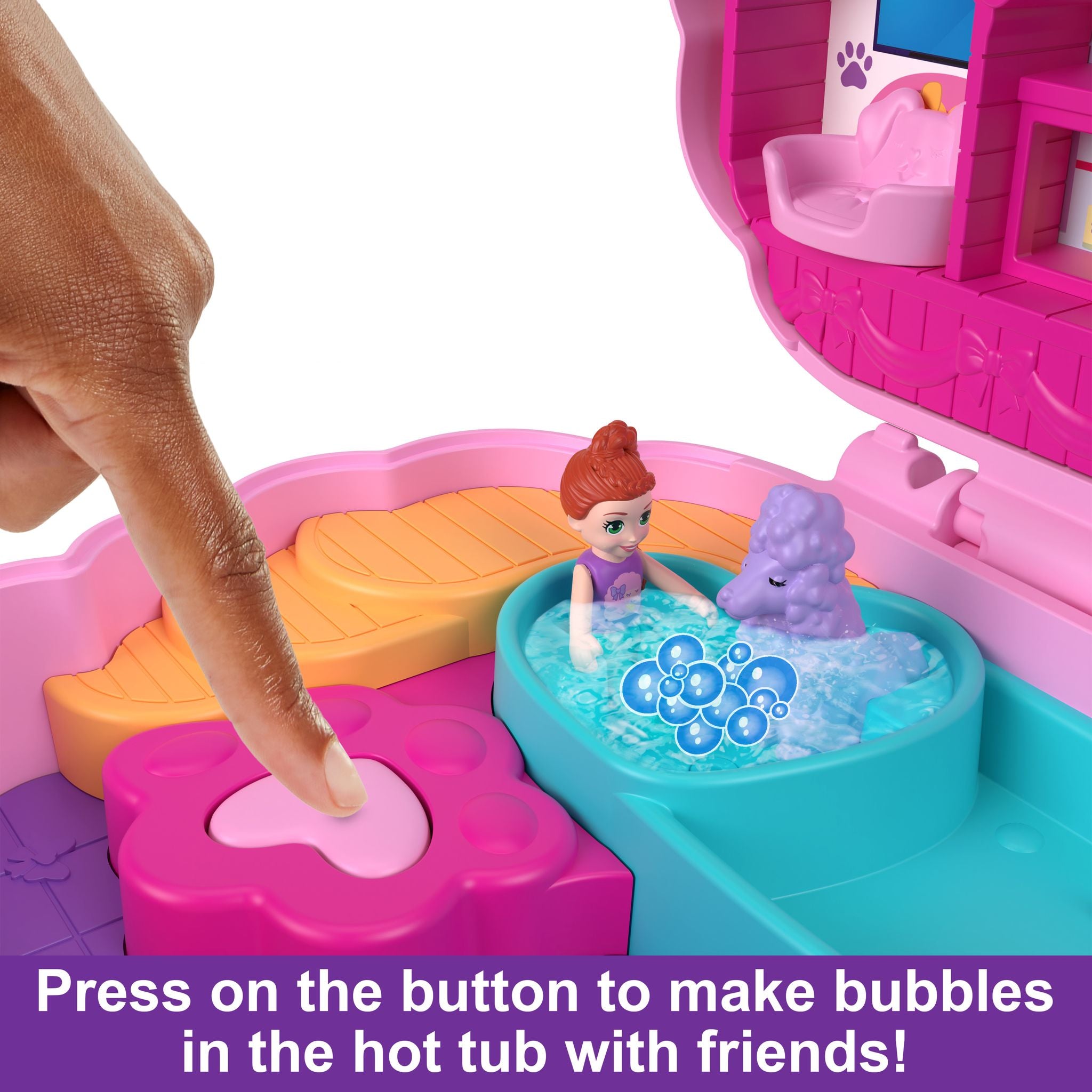 Hot Sale! Polly Pocket Compact Toy - Big Pocket World Groom & Glam Poodle for Kids