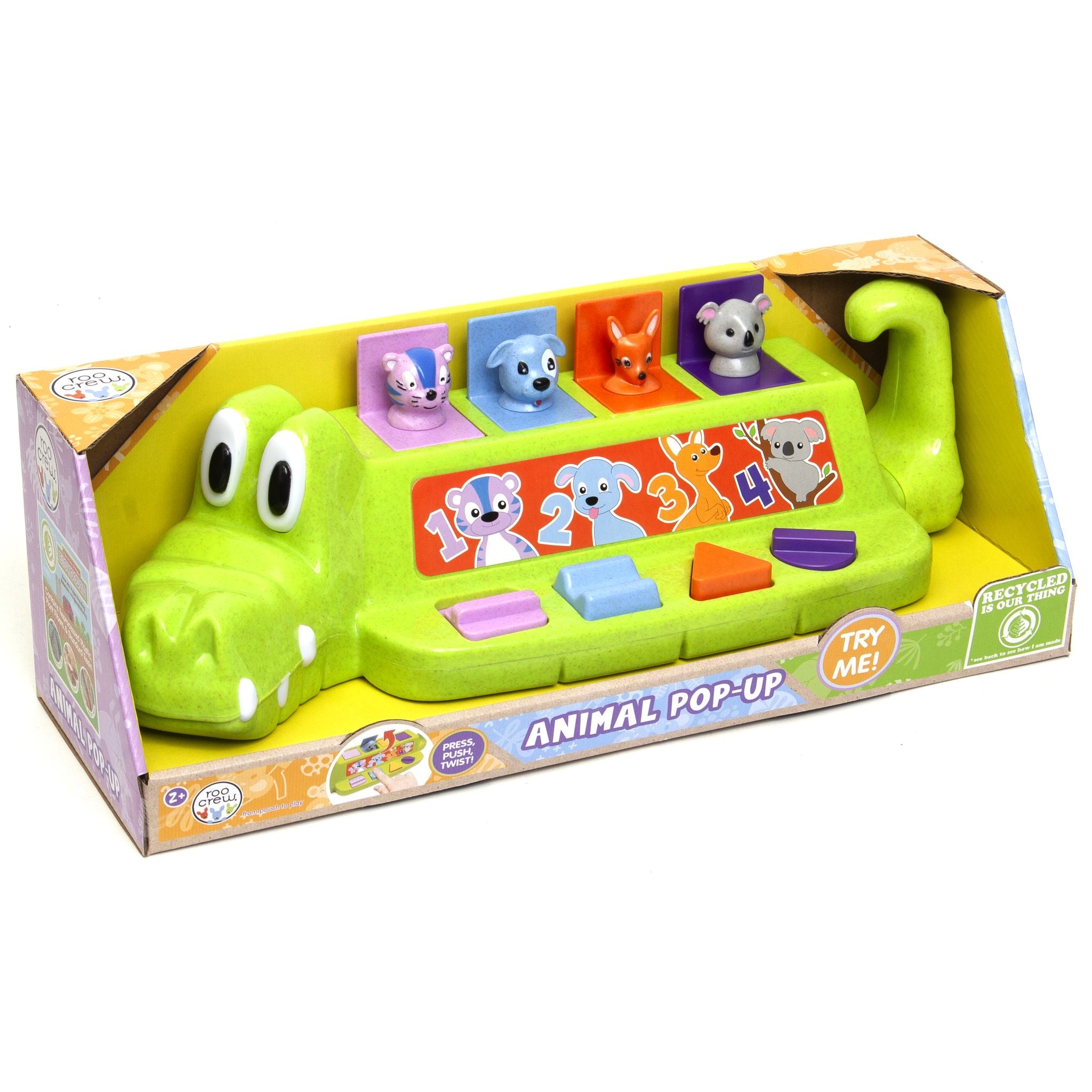 Hot! Roo Crew Eco Wood Crocodile Pop - Up Toy