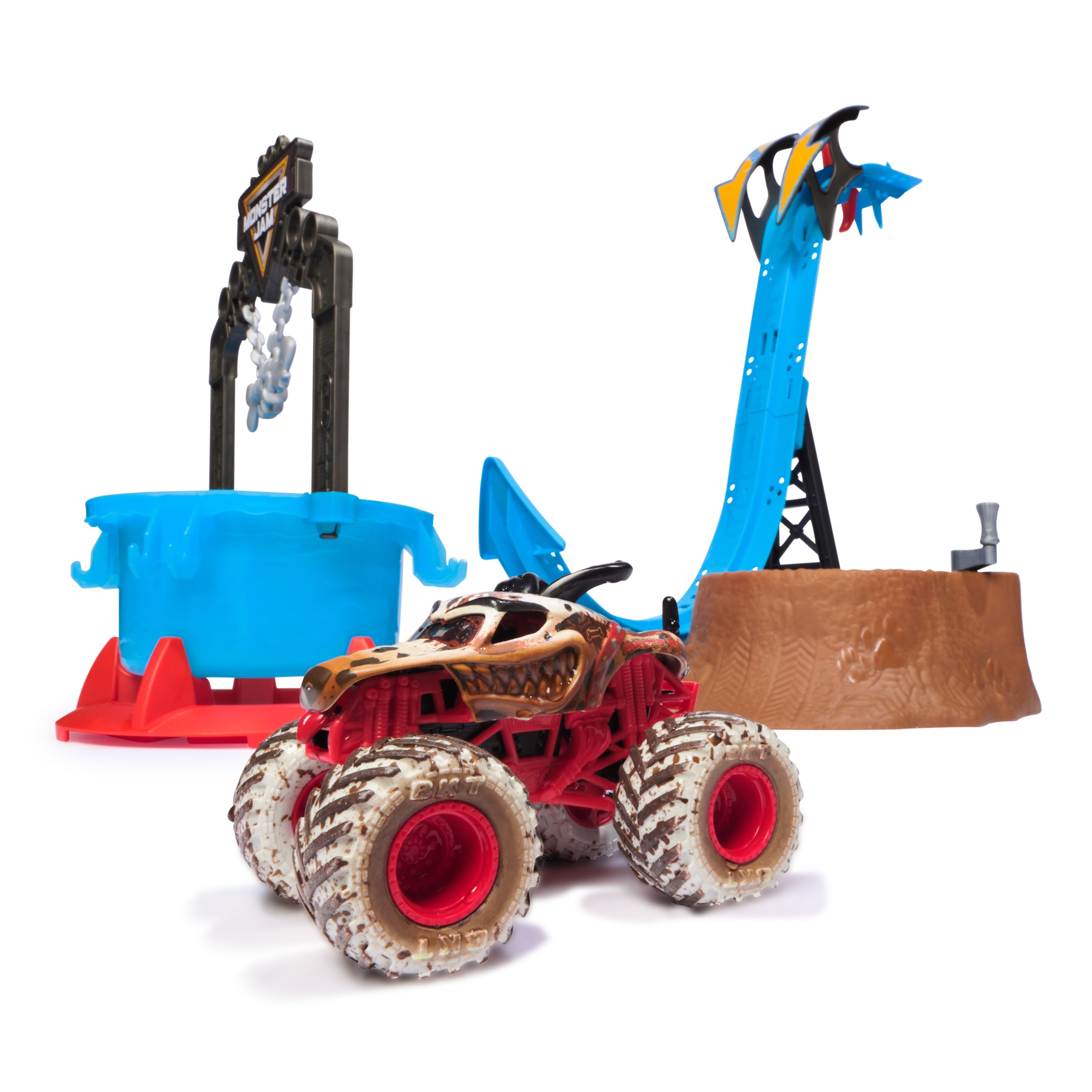 Hot Deal! Monster Jam 1:64 Mud Blasters Monster Mutt Dalmatian Dunk Tank Playset for Kids