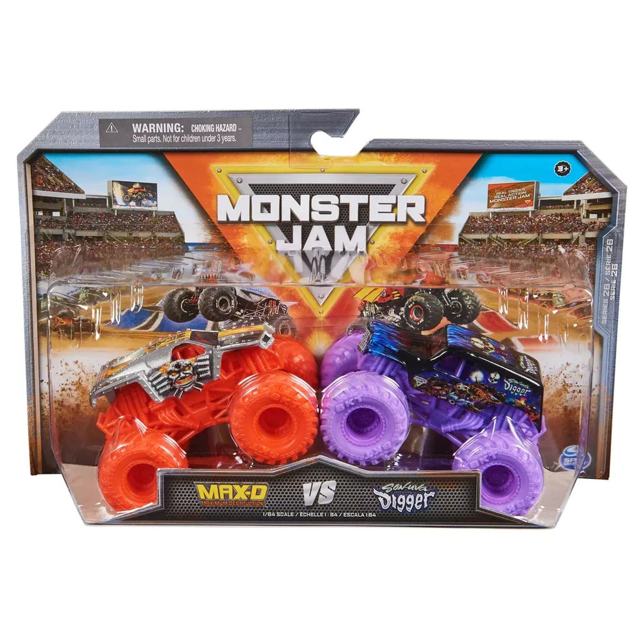 Hot Deal! Monster Jam 1:64 Scale 2-Pack Die-Cast Toy Trucks - Max-D vs Son-Uva Digger