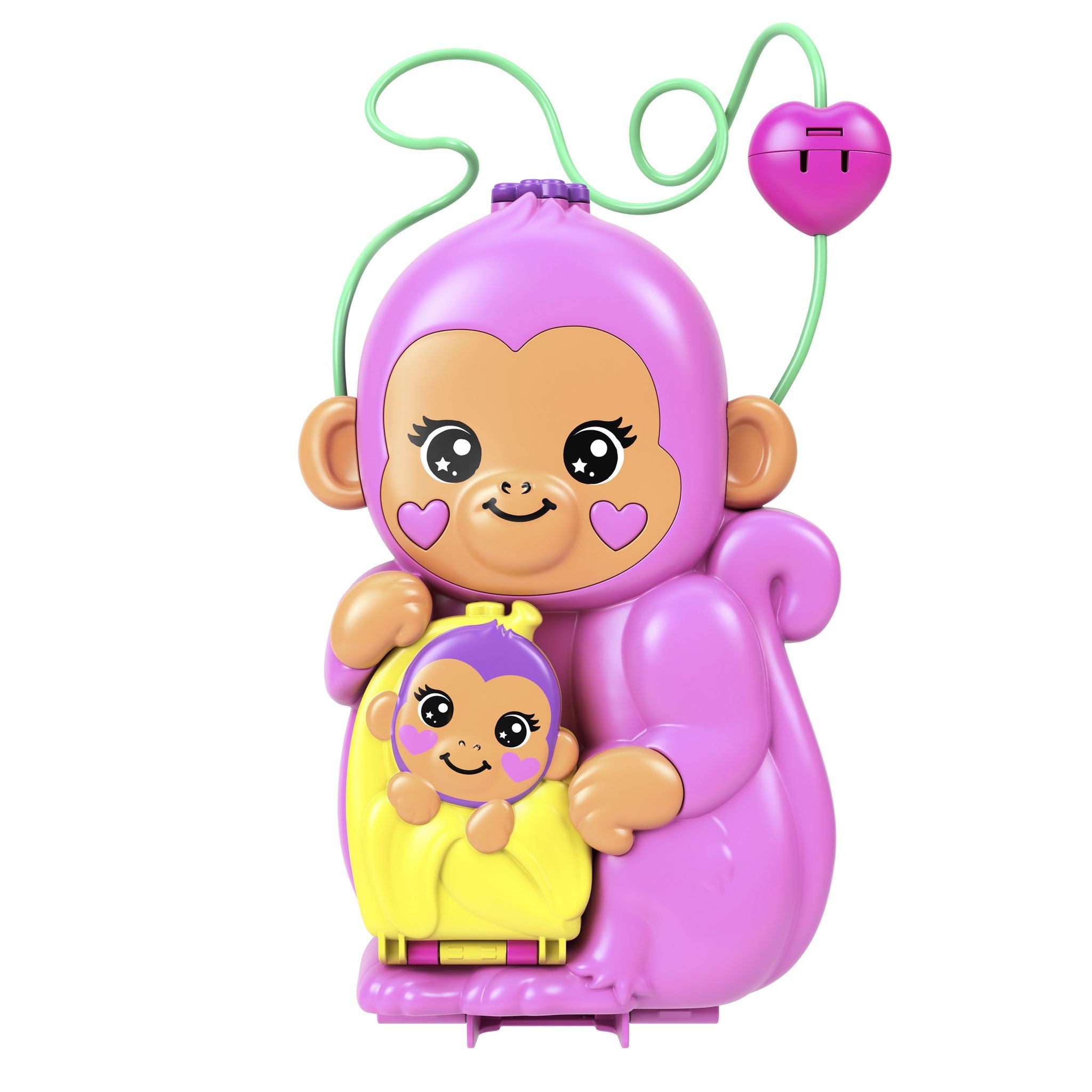 Hot Sale! Polly Pocket Wearable Compact Set with Momma Monkey & Baby Dolls