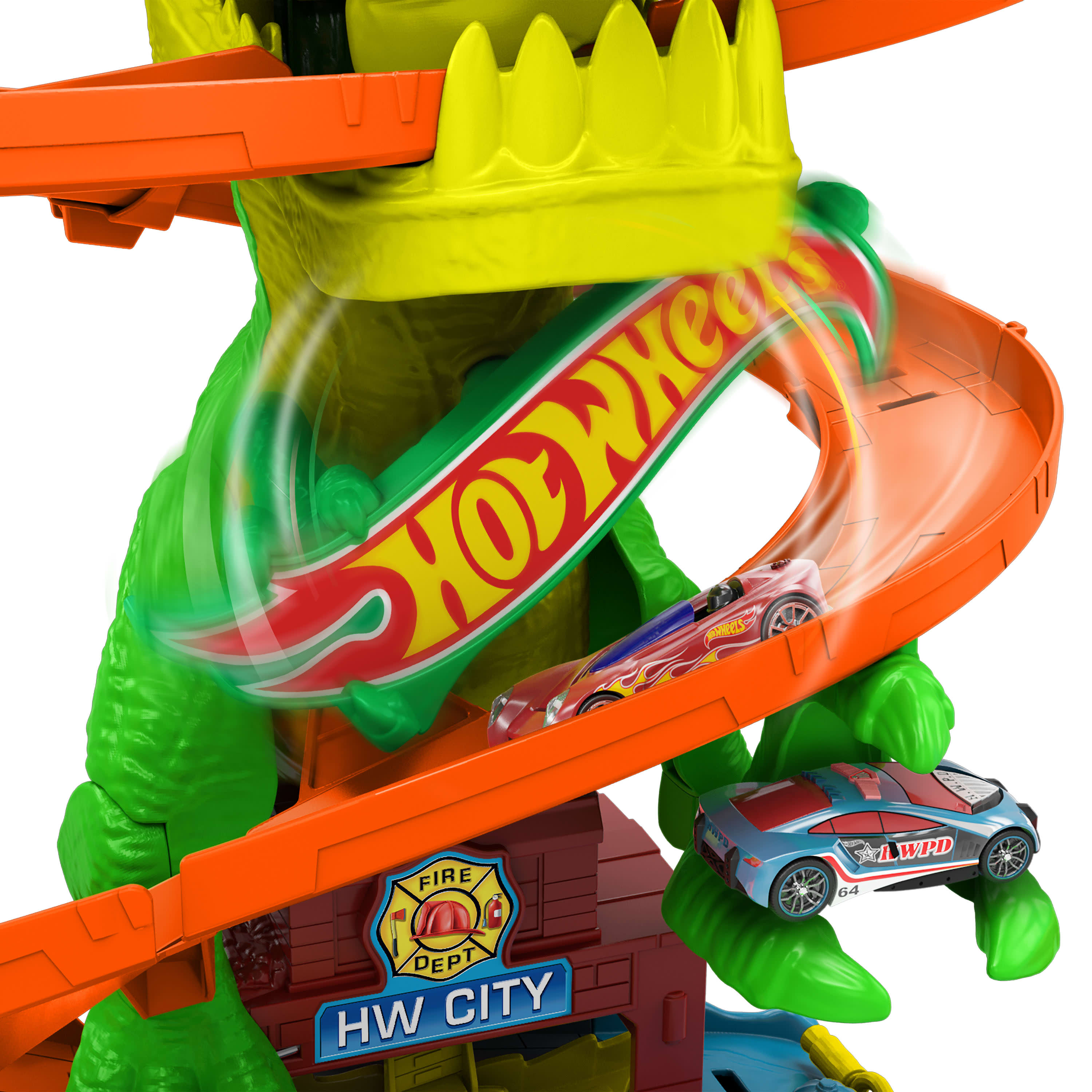 Hot Wheels City T-Rex Blaze Battle Set - Epic Racing Fun