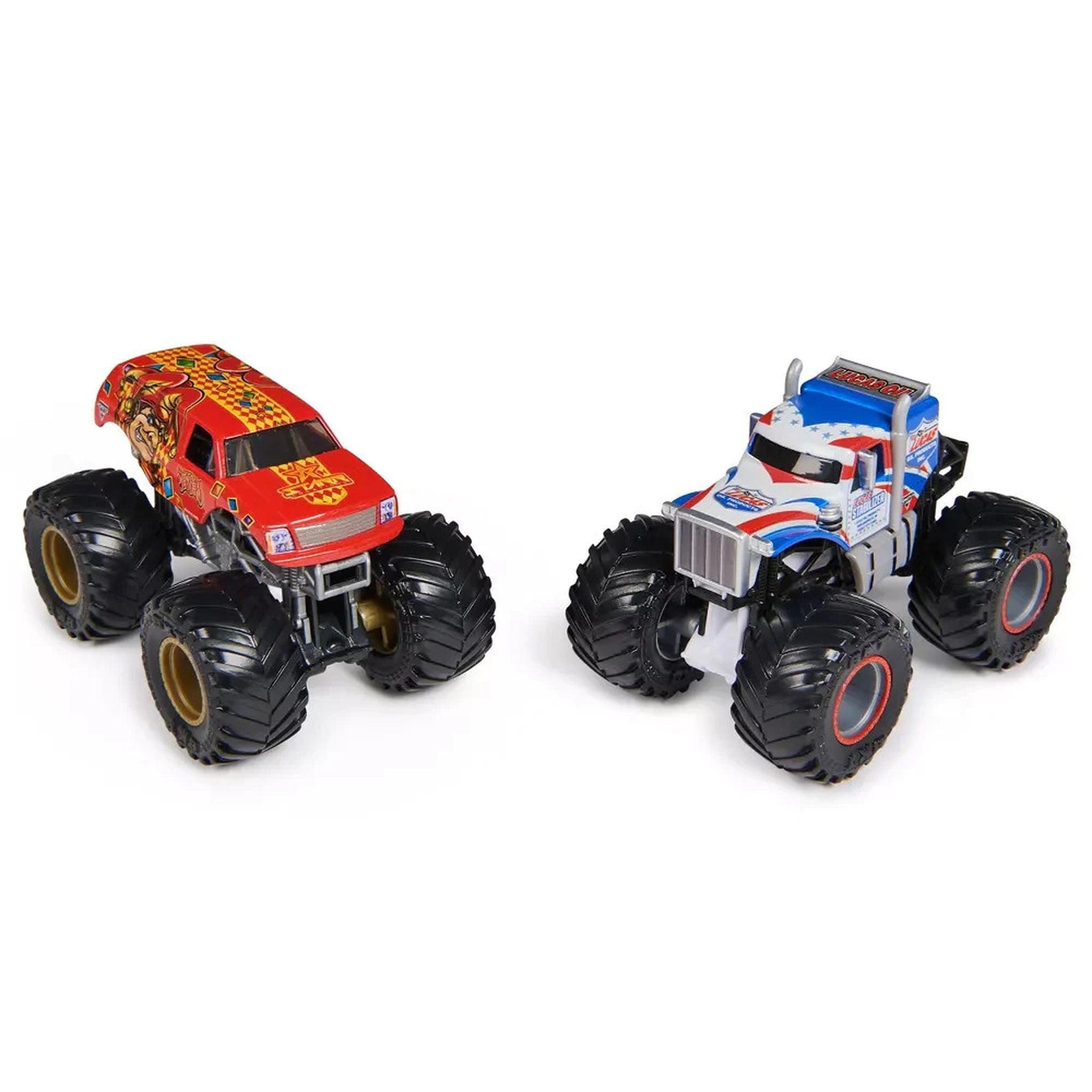 Hot Deal! 1:64 Scale Monster Jam 2-Pack - Lucas Stabilizer vs Jester Die-Cast Trucks