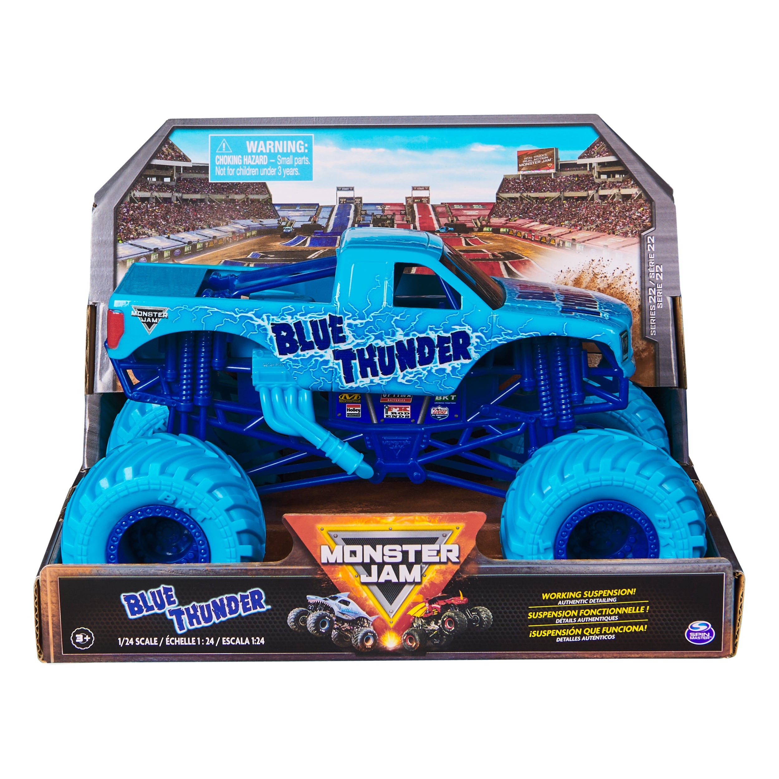 Hot Deal: Monster Jam 1:24 Scale Series 22 Blue Thunder Die - Cast Monster Truck