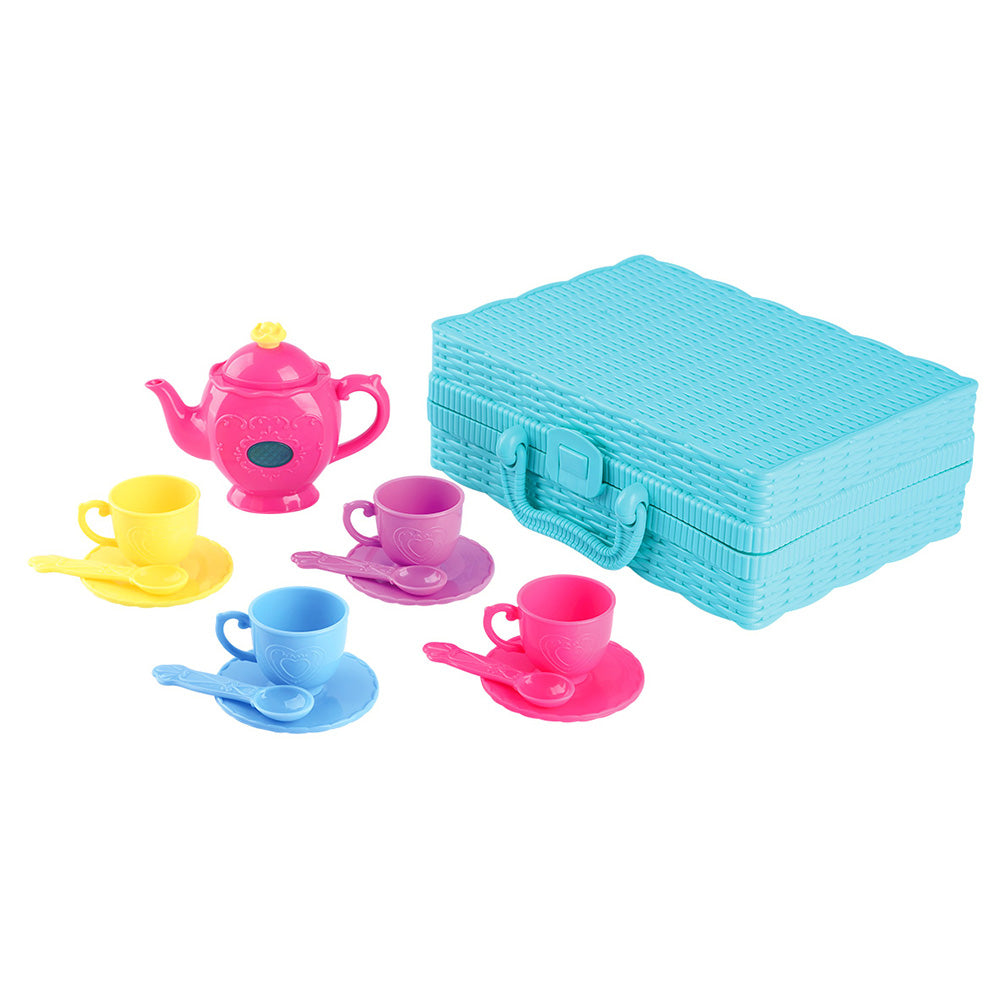 Hot! Playgo Battery-Operated Musical Tea Set Basket