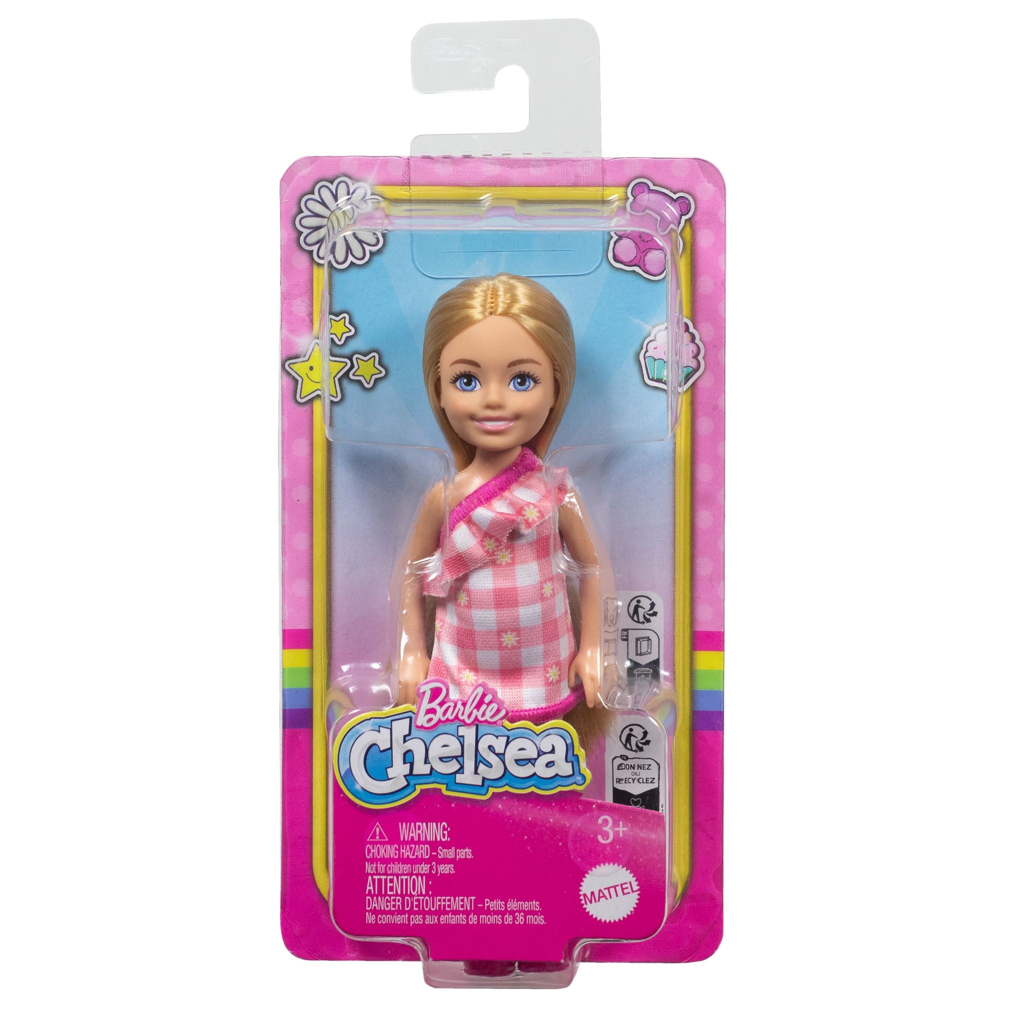 Adorable Barbie Club Chelsea Doll in Gingham Fashion Dress