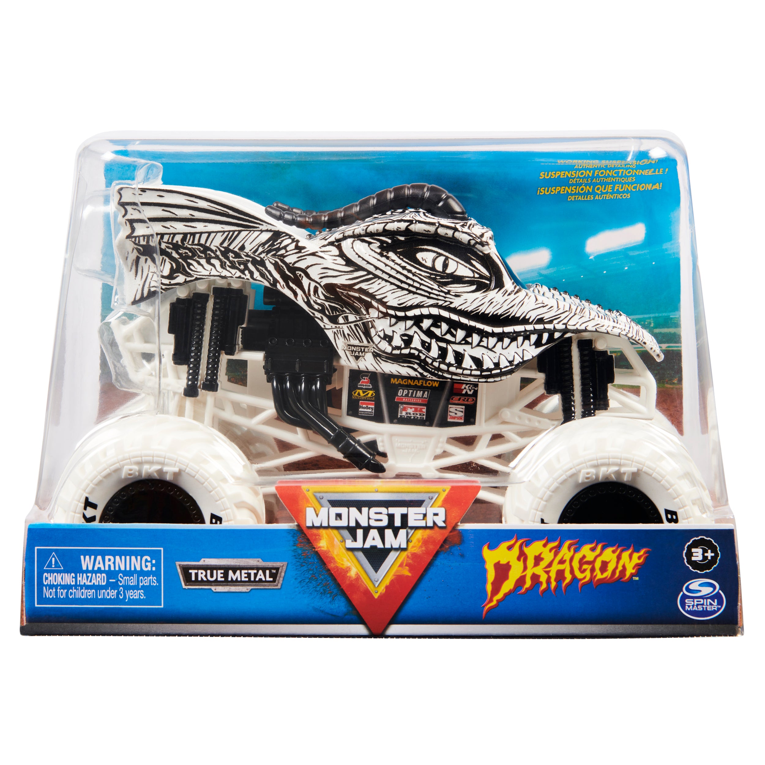 Hot Deal: 1:24 Scale Monster Jam White Dragon Die - Cast Monster Truck