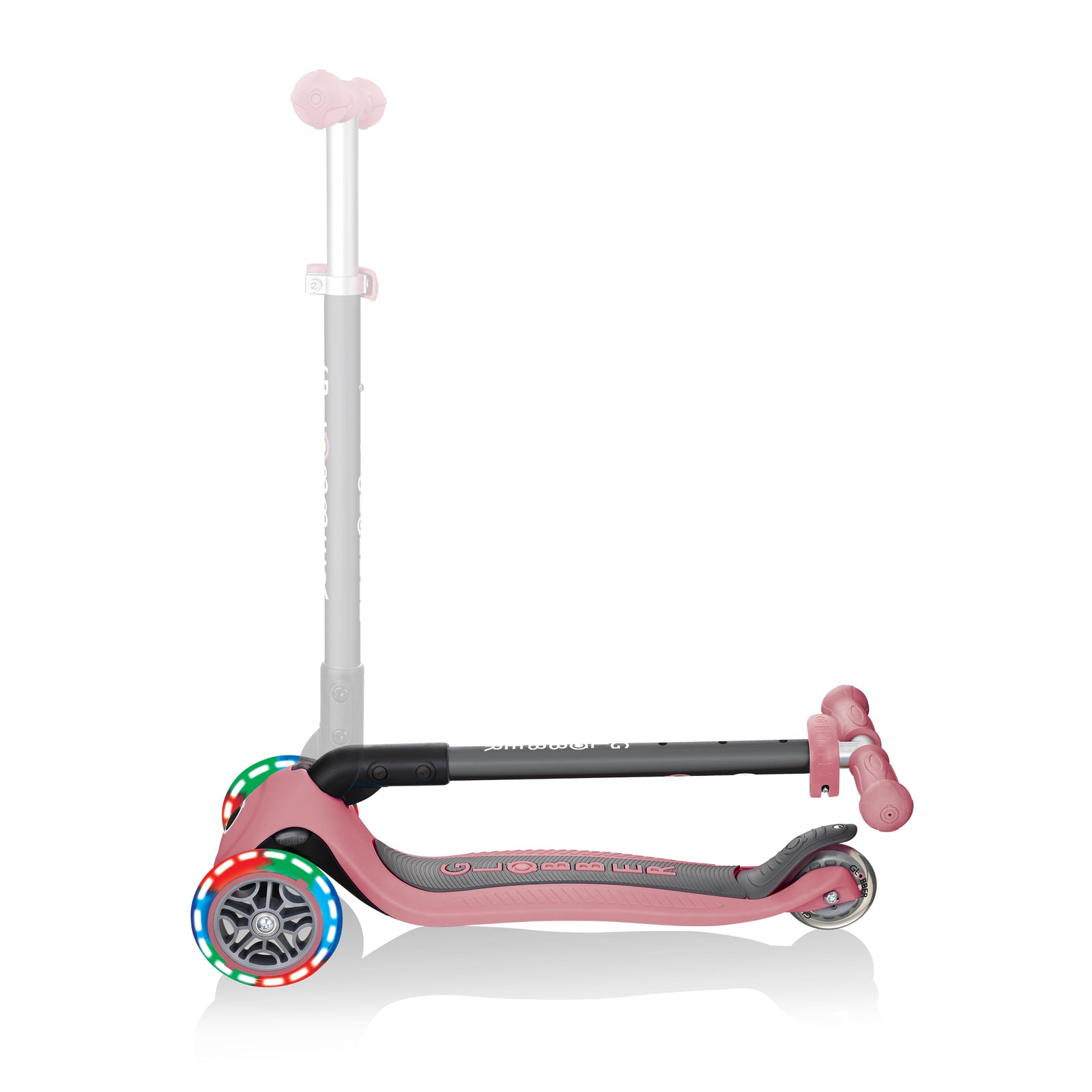 Globber Primo Foldable Lights Scooter in Trendy Deep Pastel Pink - Ideal for Kids