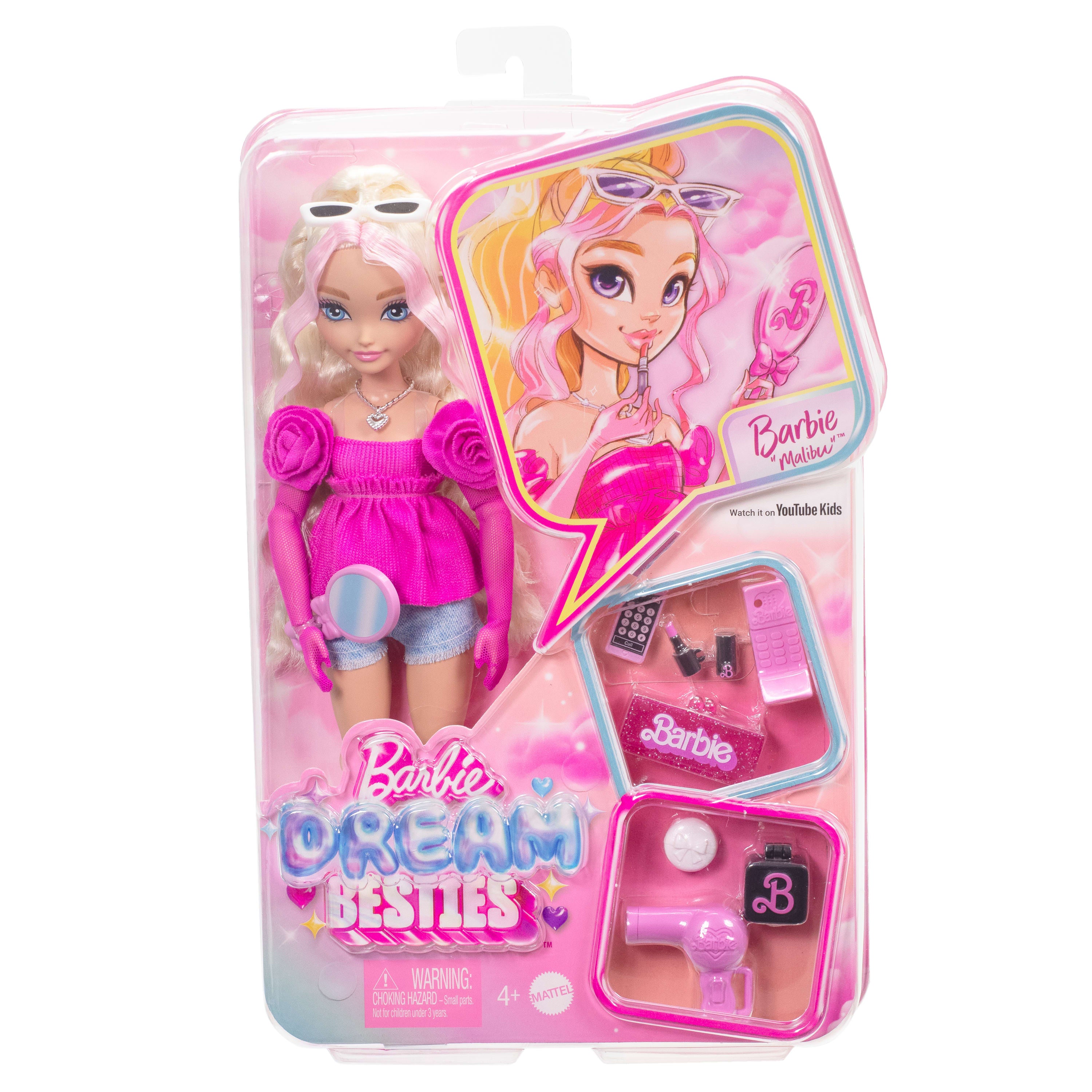 Barbie Dream Besties - Malibu Blonde Wavy - Haired Fashion Doll with Beauty Accessories