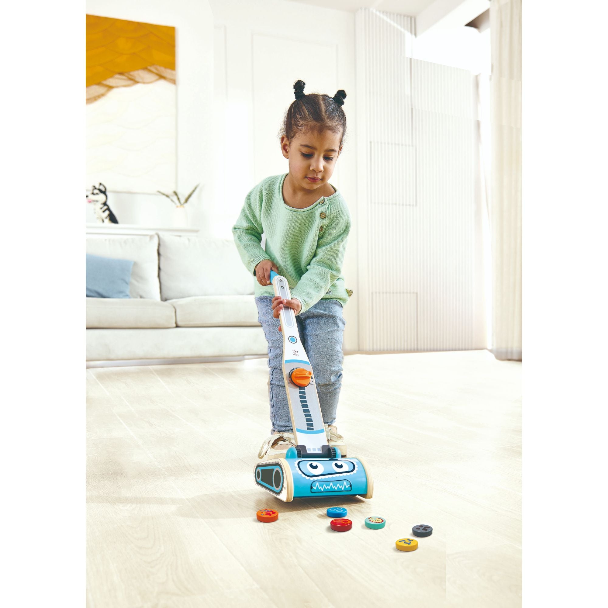 Hape Adorable and Durable Robot Toy Vacuum for Toddlers Aged 2+