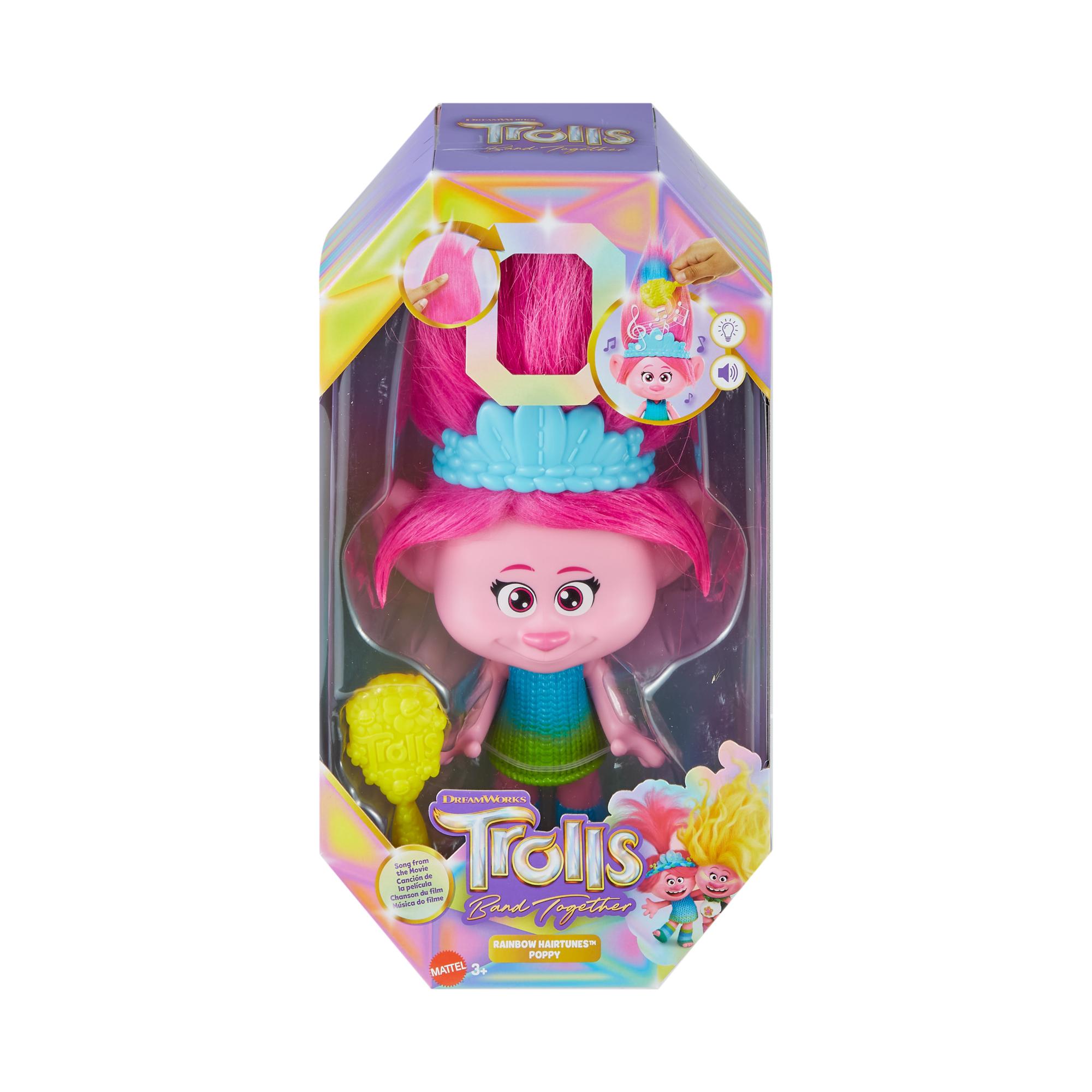 Hot Sale! DreamWorks Trolls 3 Band Together Rainbow Hairtunes Poppy Character Doll