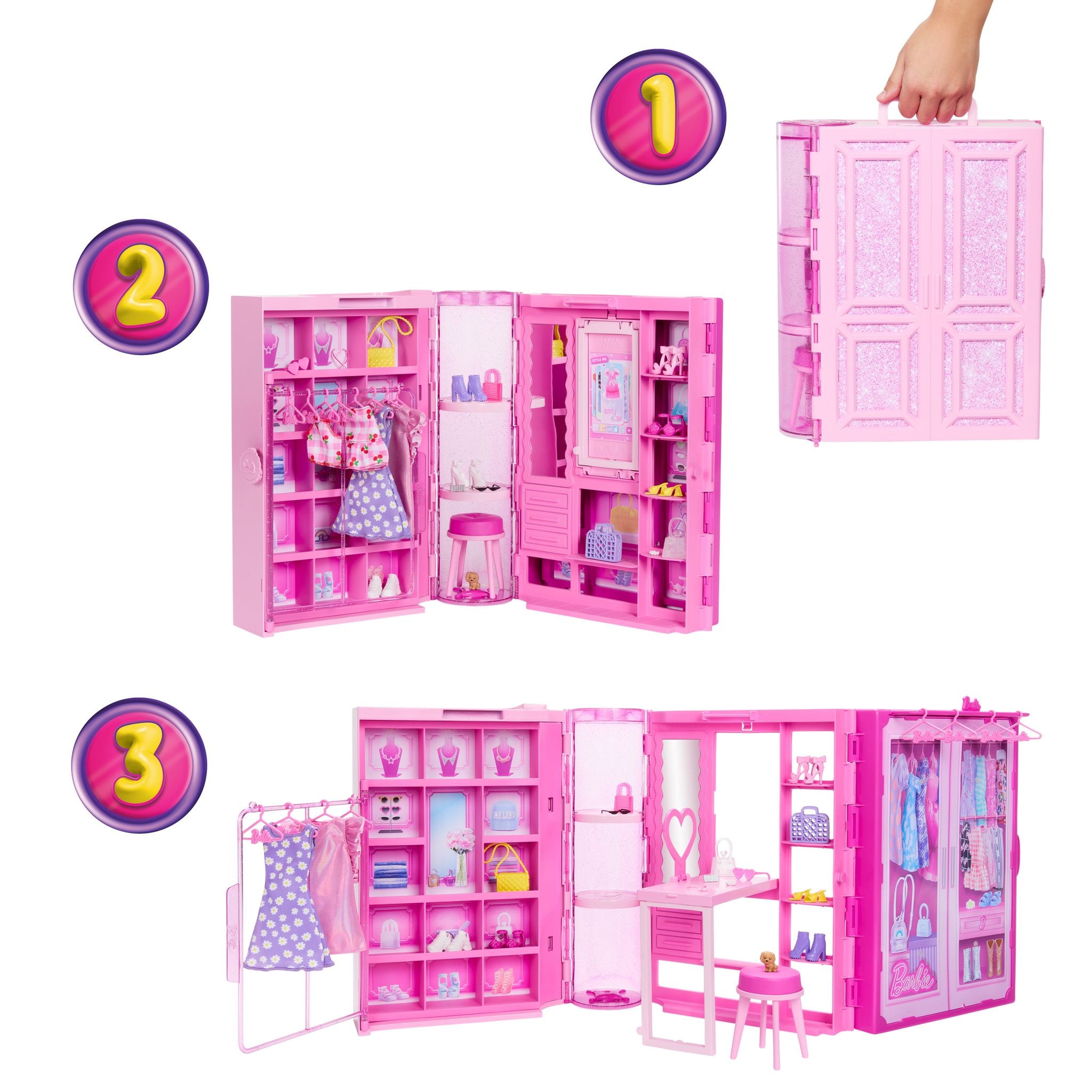 Glittery Pink Barbie Dream Closet Set with Fashion Doll