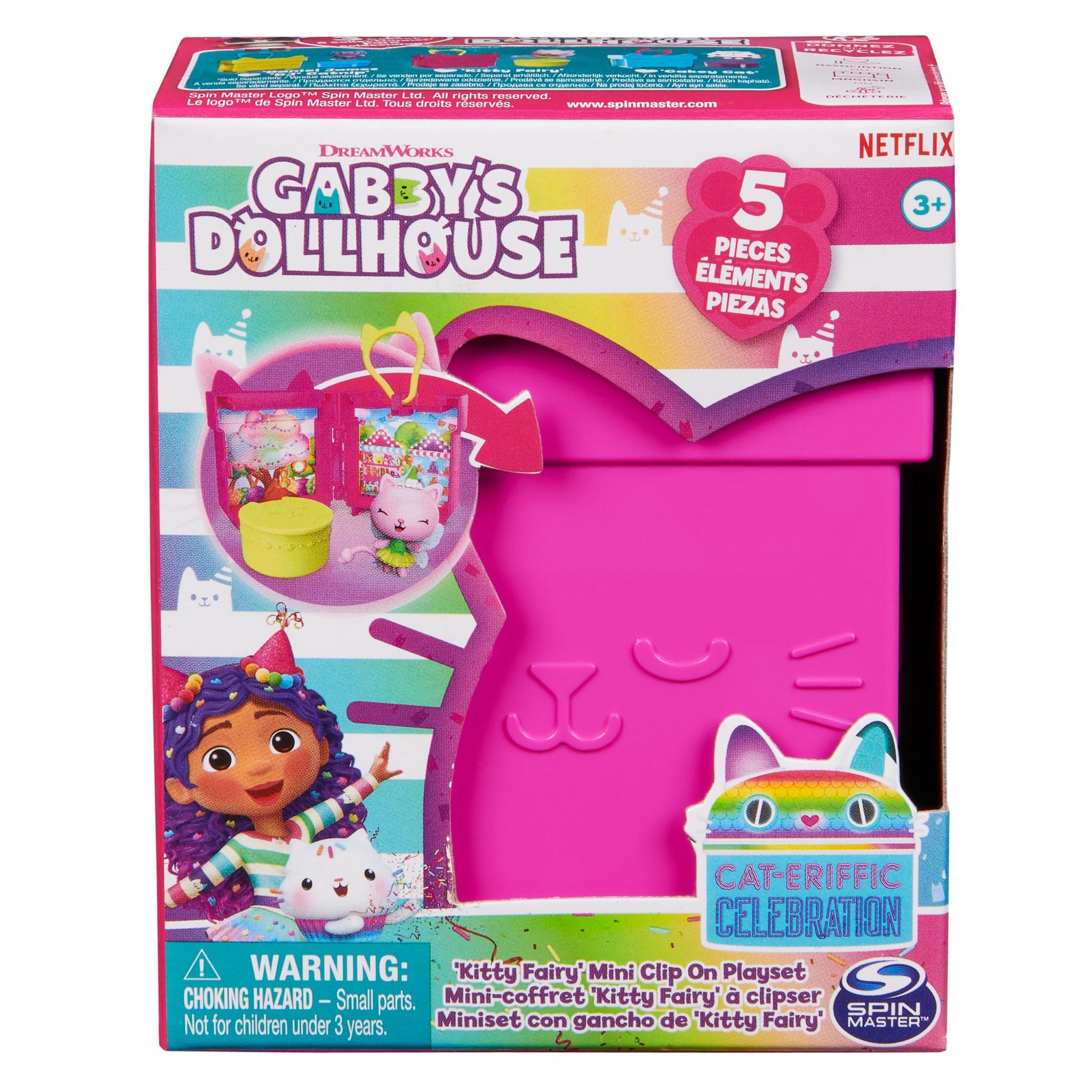 Gabby's Dollhouse Kitty Fairy Clip-On Mini Playset for On-the-Go Fun