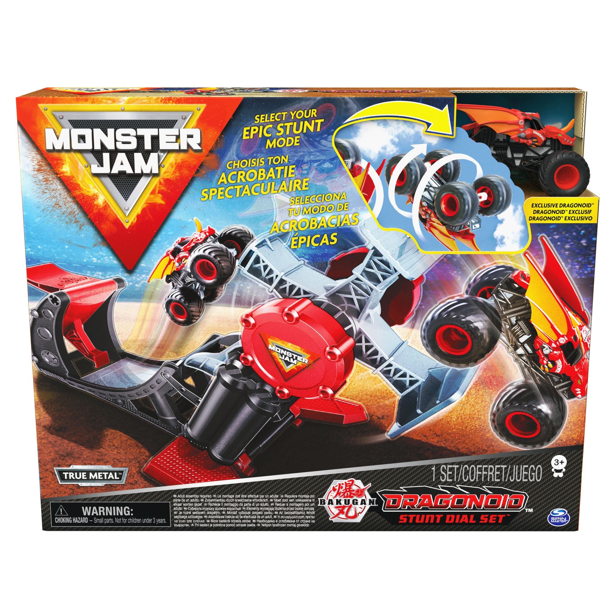 Monster Jam Exclusive Bakugan Dragonoid Stunt Dial Play Set for Kids